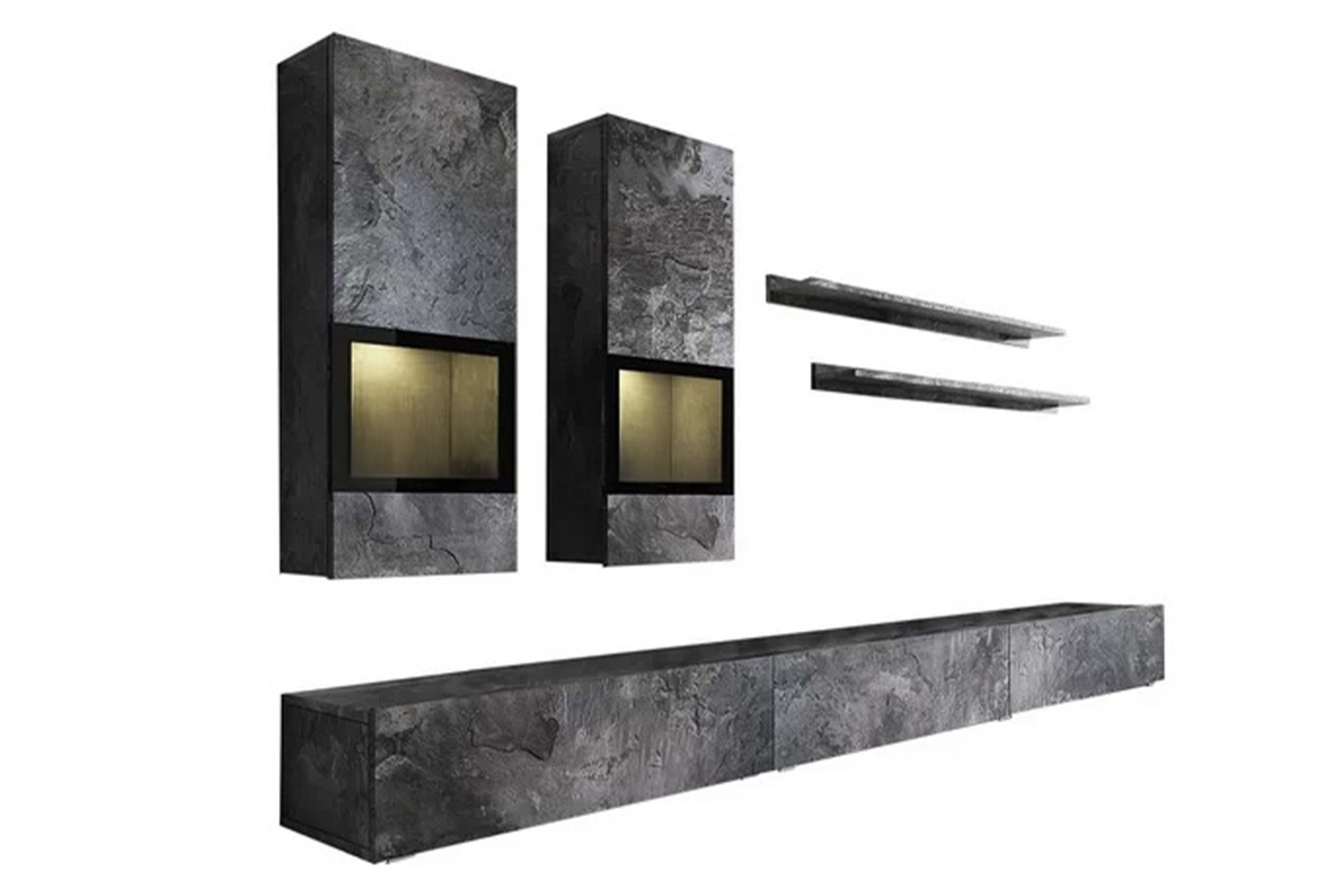 Obývacia stena do obývacej izby Baros 10 - tmavý beton / schiefer Obývacia stena do obývacej izby Baros 10 - tmavý beton / schiefer