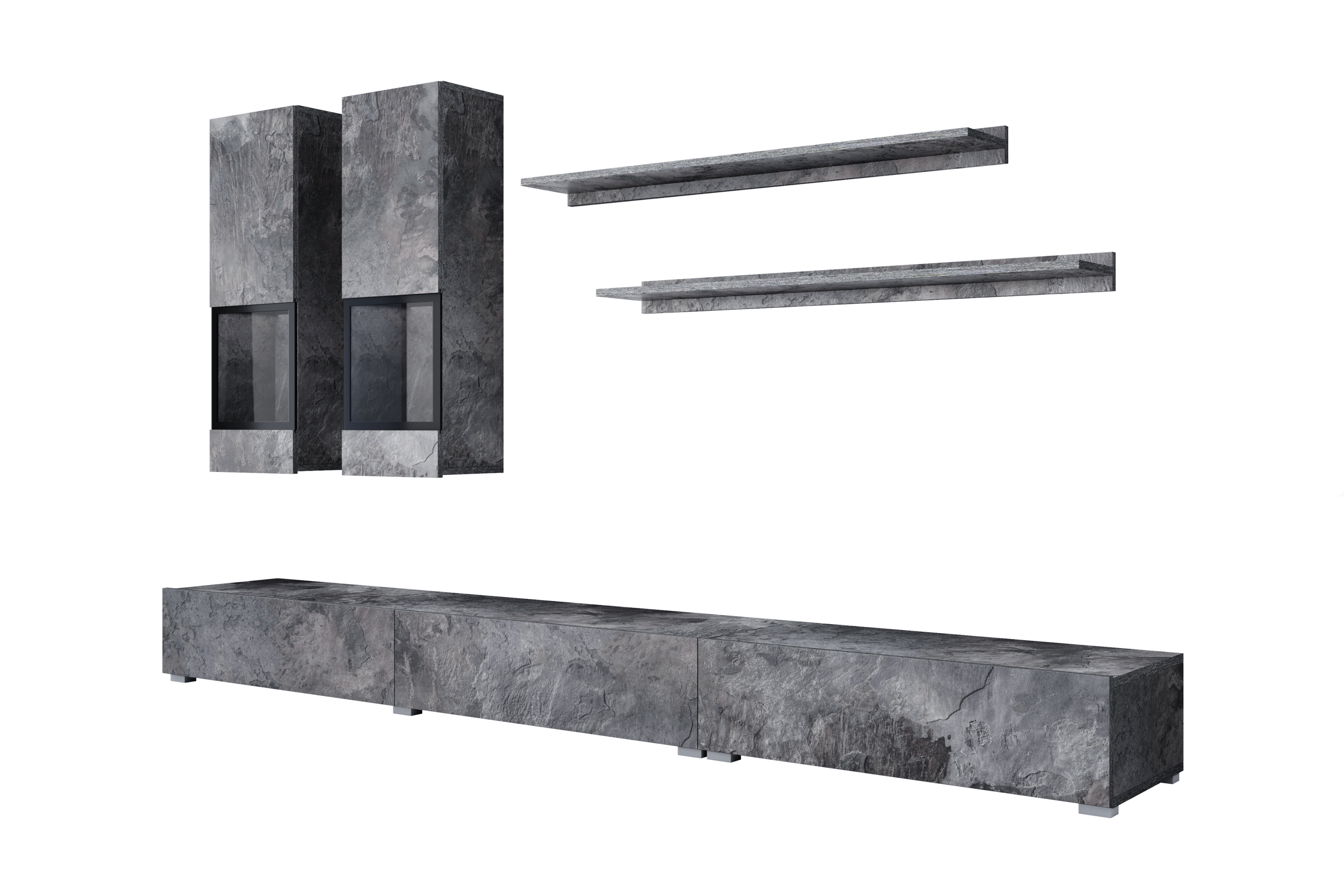 Obývacia stena do obývacej izby Baros 10 - tmavý beton / schiefer Obývacia stena do obývacej izby Baros 10 - tmavý beton / schiefer