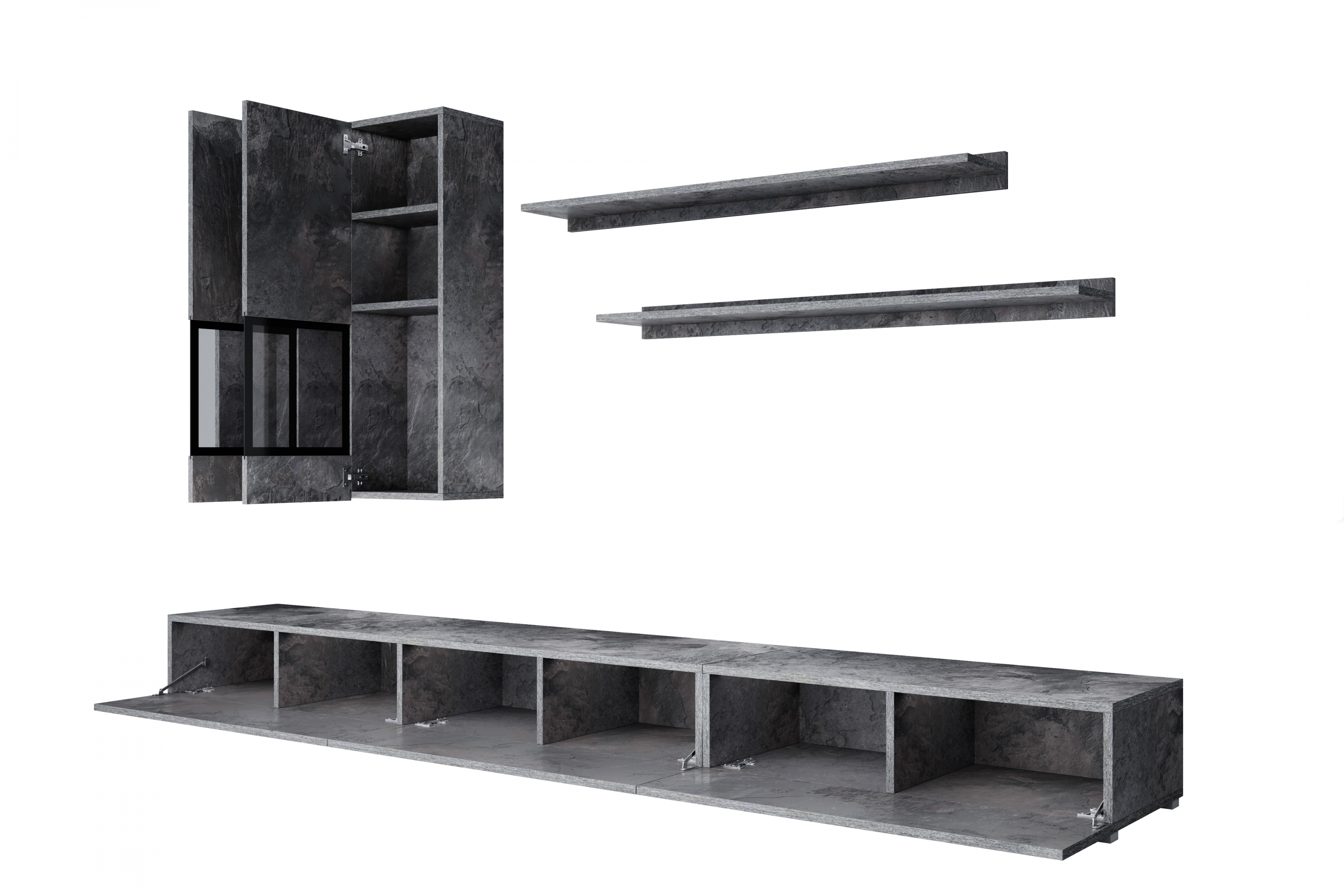 Obývacia stena do obývacej izby Baros 10 - tmavý beton / schiefer Obývacia stena do obývacej izby Baros 10 - tmavý beton / schiefer