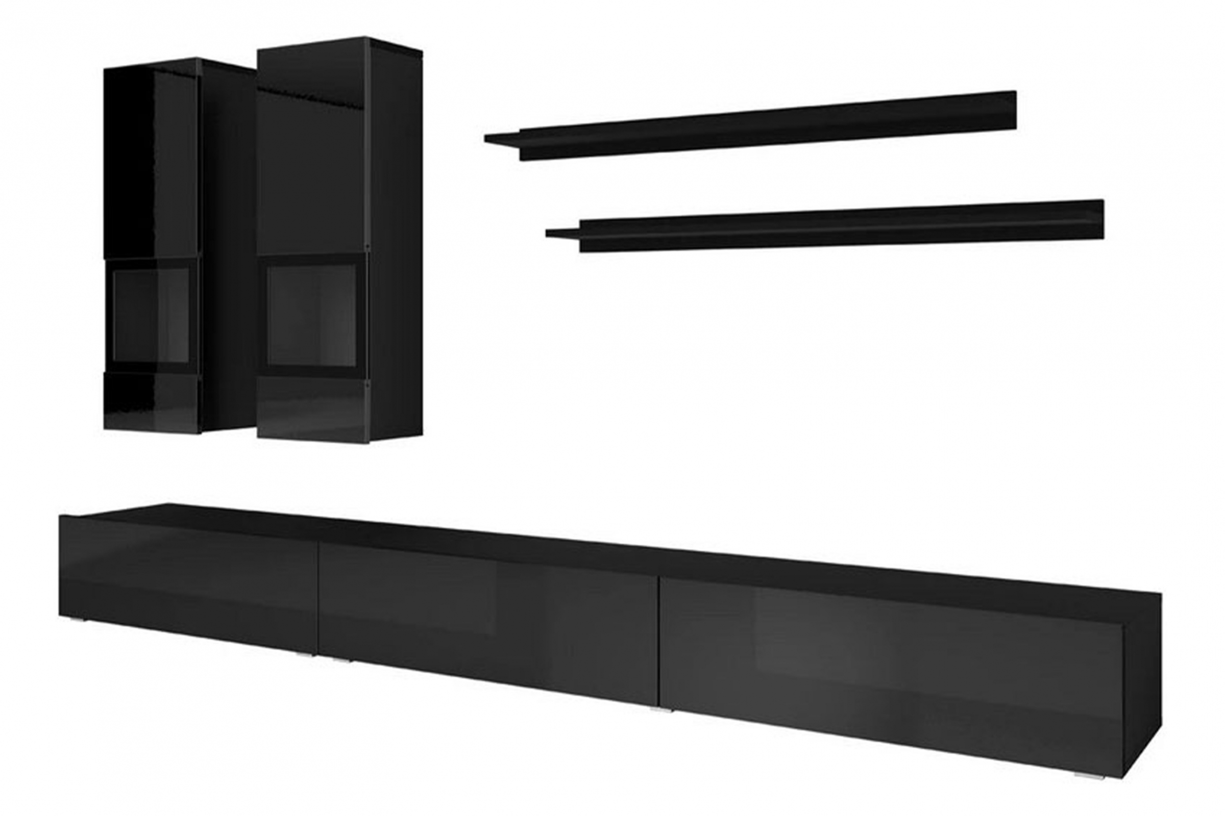 Obývací stěna Baros 270 cm / černý lesk Obývací stěna pro obývacího pokoje Baros 10 - černý lesk