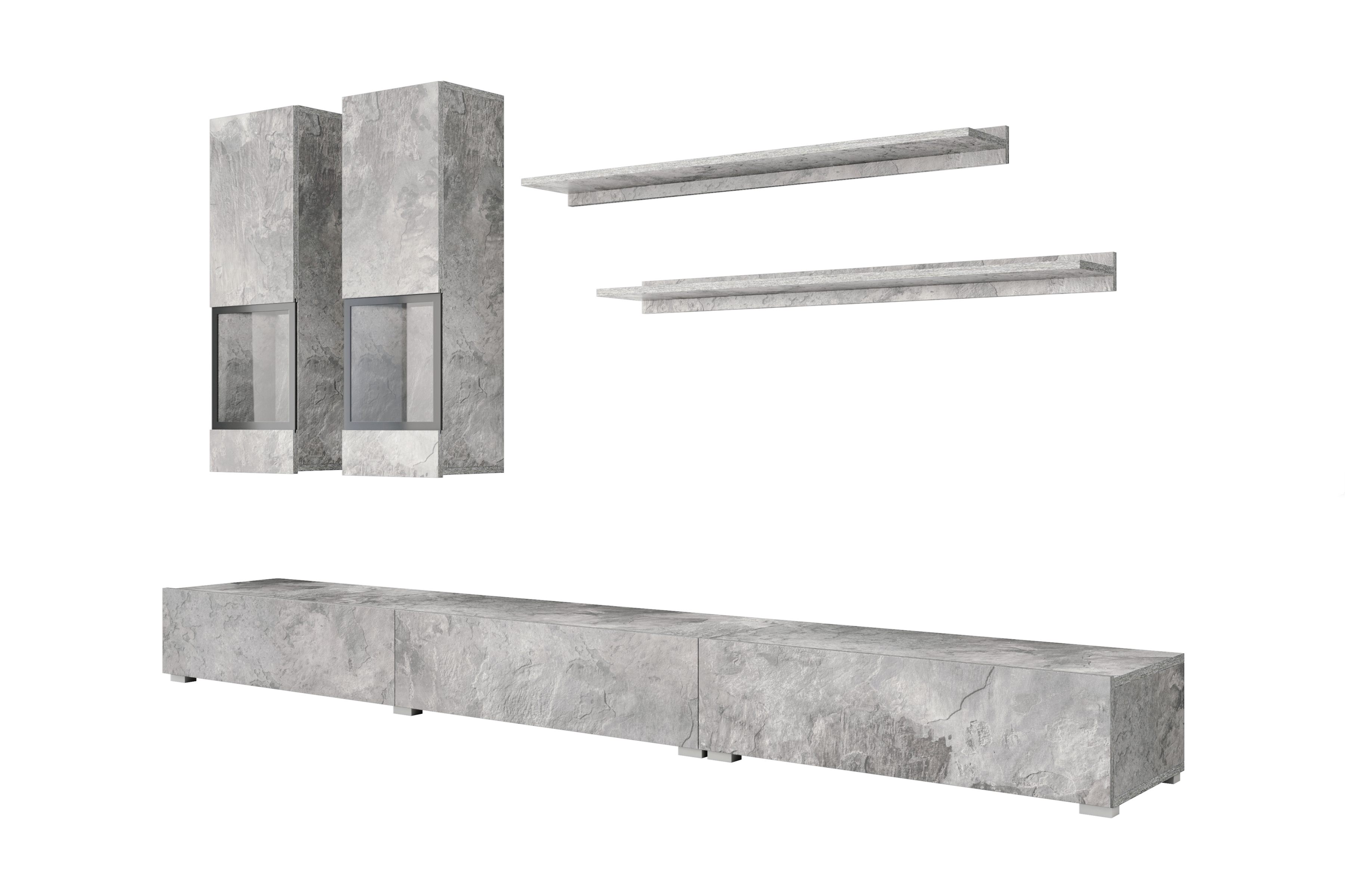 Obývací stěna Baros 10 - světlý beton Obývací stěna pro obývacího pokoje Baros 10 - světlý beton