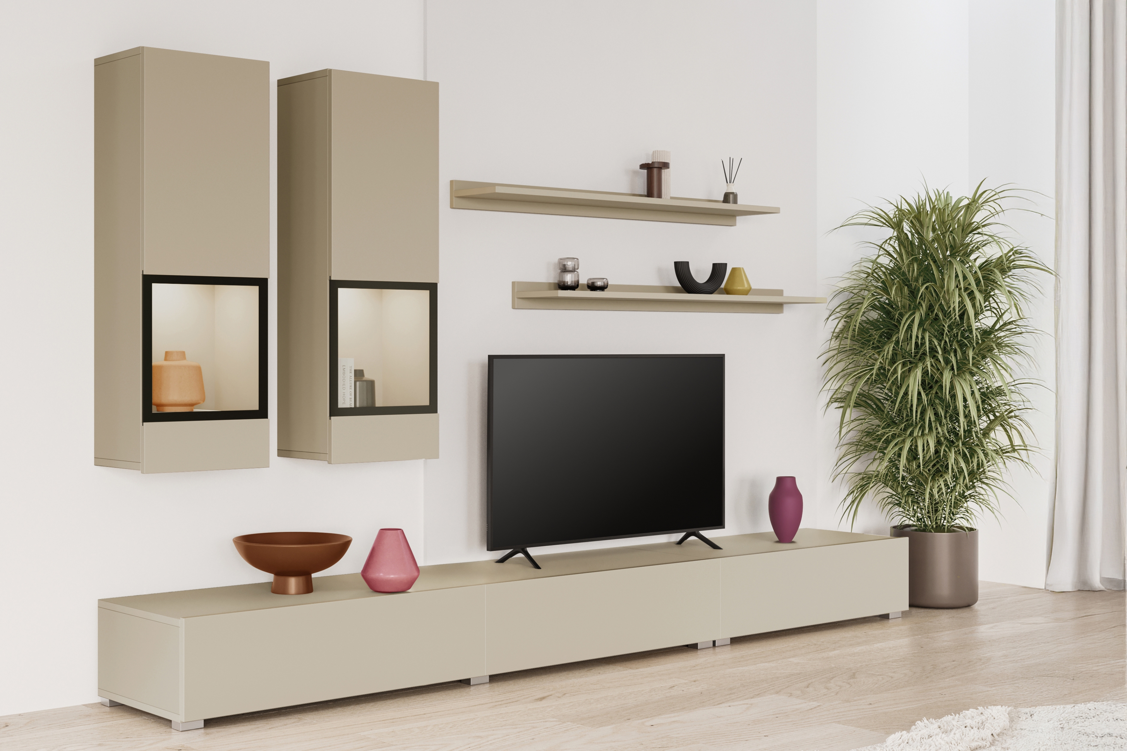 Obývacia izba Baros 10 - svetlobéžová Obývacia stena do obývacej izby Baros 10 - svetlý Béžová