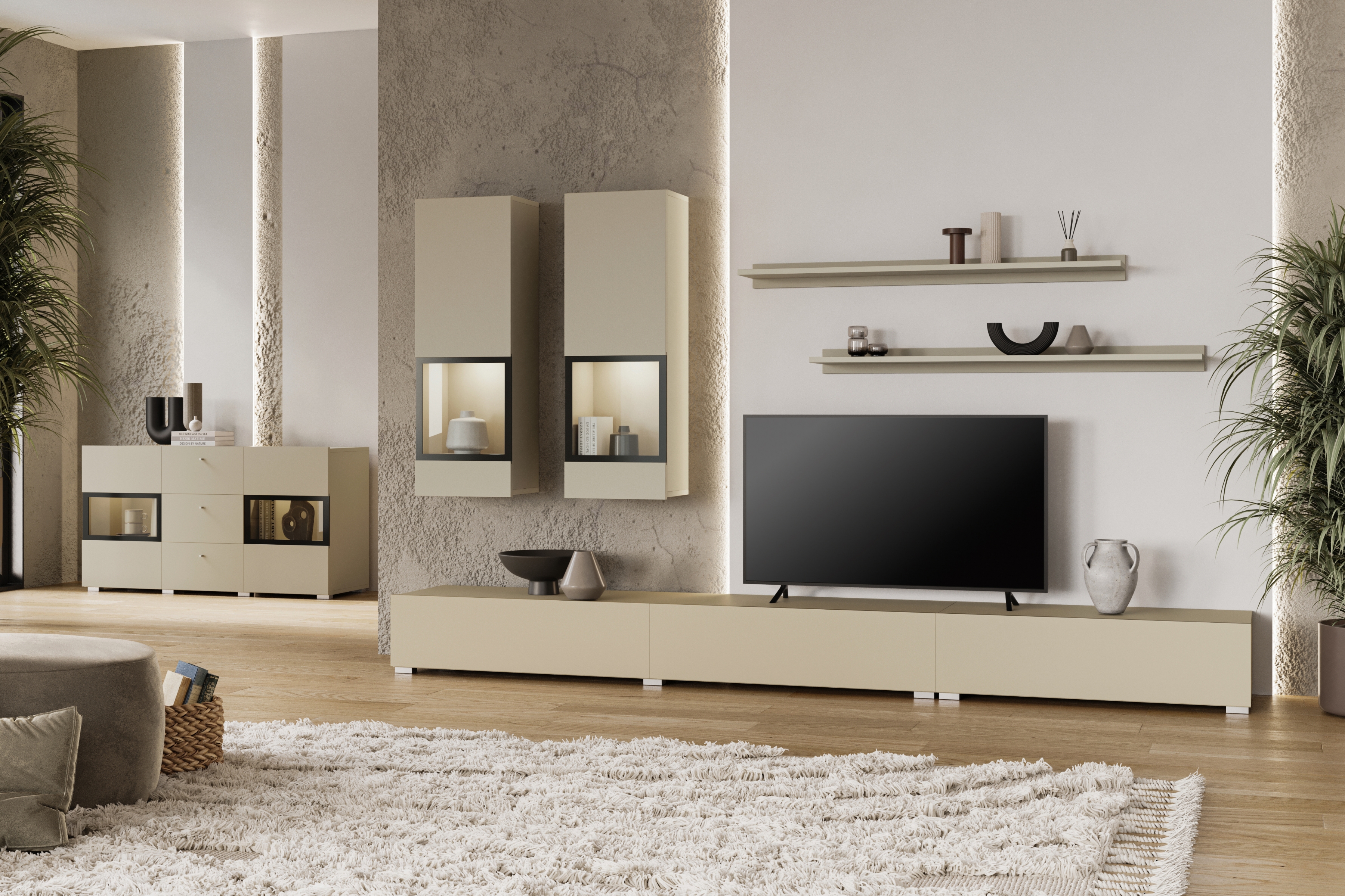 Obývacia izba Baros 10 - svetlobéžová Obývacia stena do obývacej izby Baros 10 - svetlý Béžová