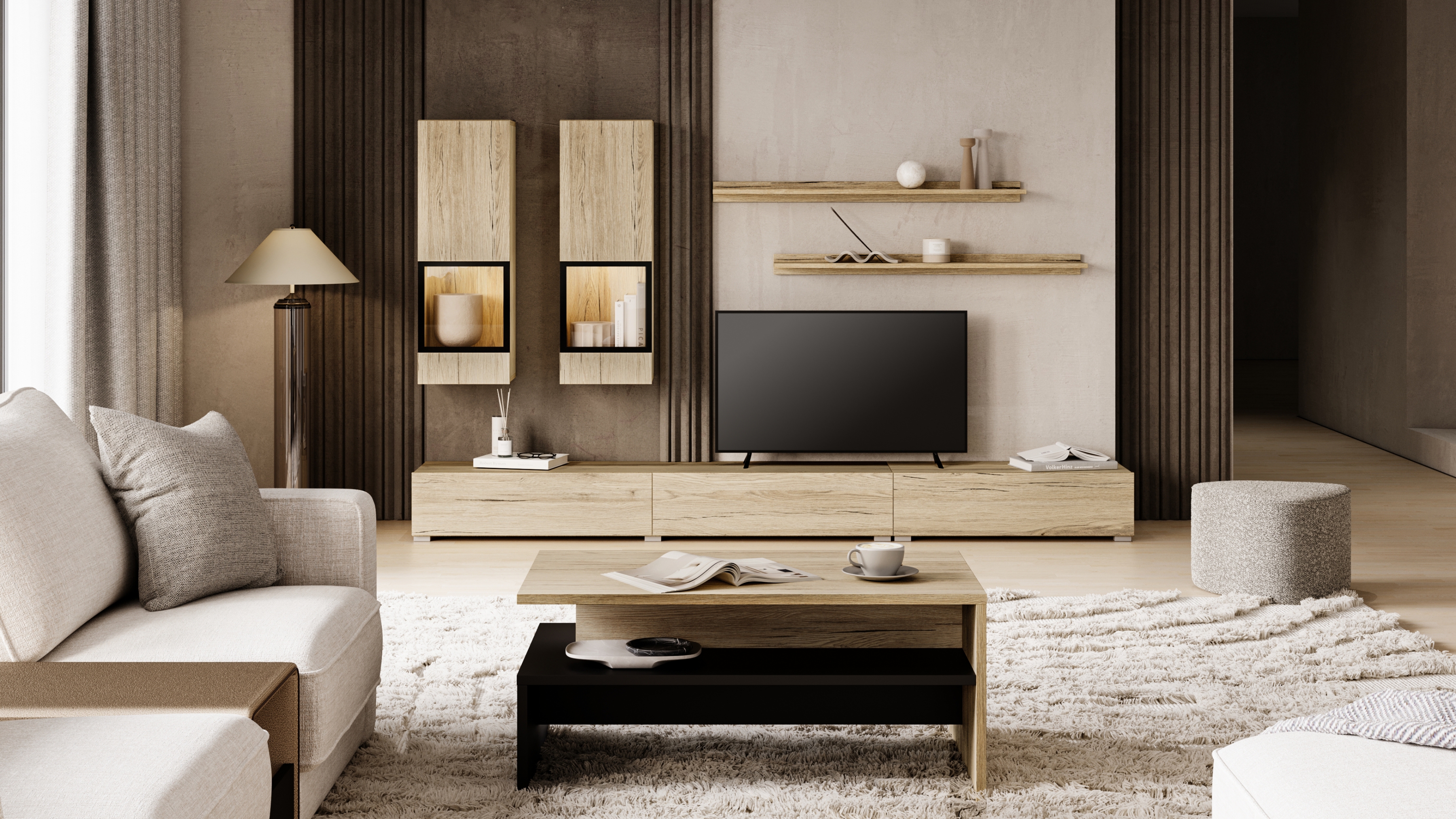 Obývacia stena do obývacej izby Baros 10 - san remo svetlý Obývacia stena do obývacej izby Baros 10 - san remo svetlý