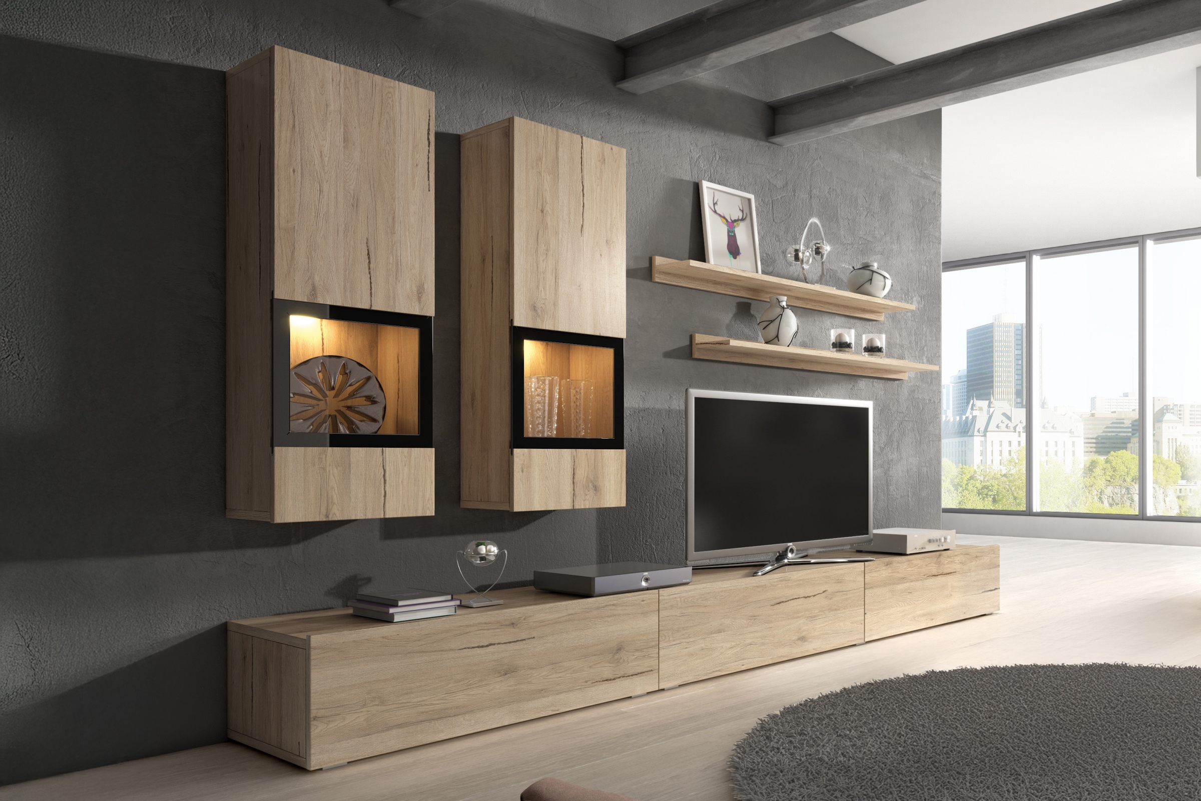 Obývacia stena do obývacej izby Baros 10 - san remo svetlý Obývacia stena do obývacej izby Baros 10 - san remo svetlý