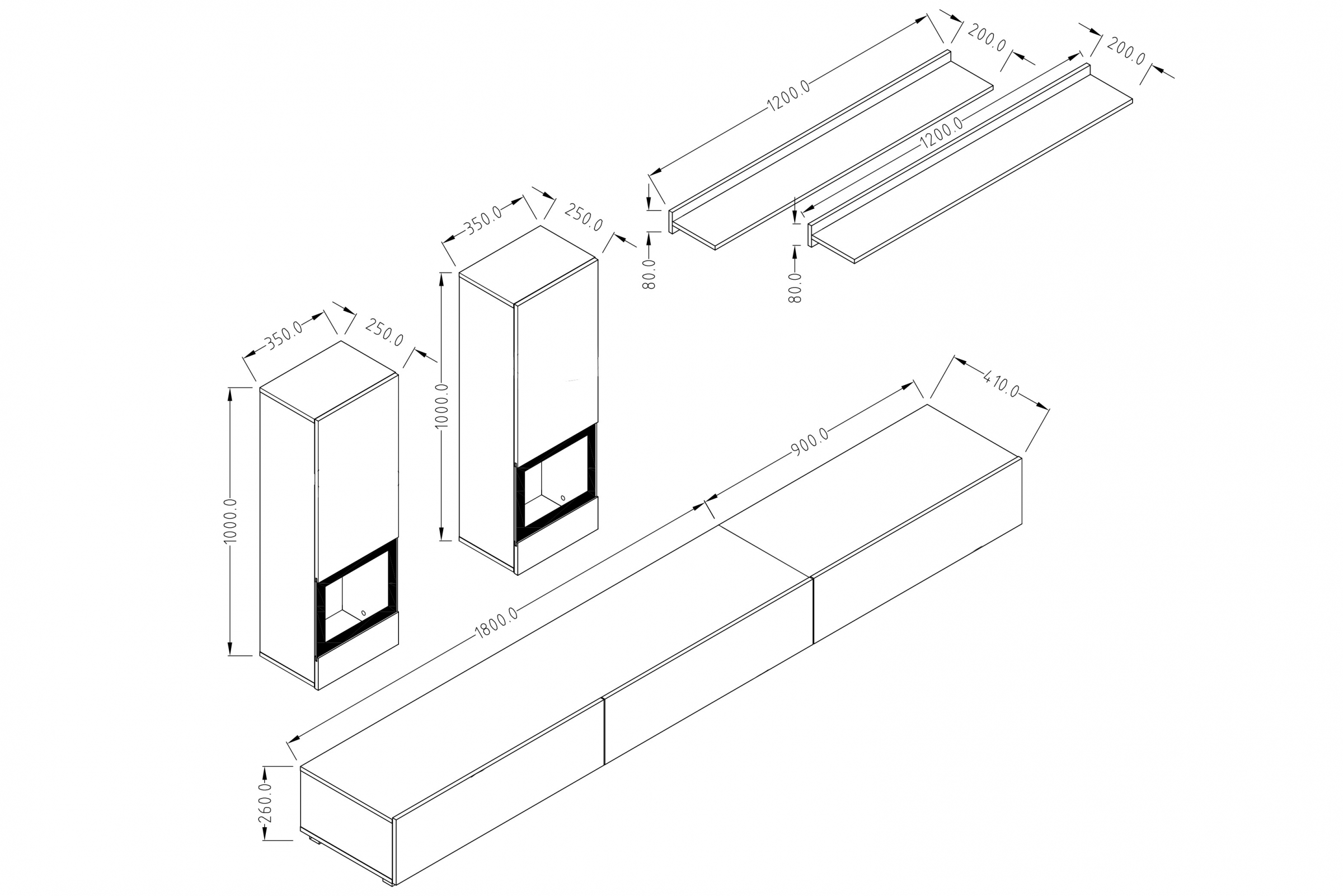 Obývací stěna Baros 270 cm - touchwood / ořech satin Obývací stěna pro obývacího pokoje Baros 10 - touchwood / ořech sattin