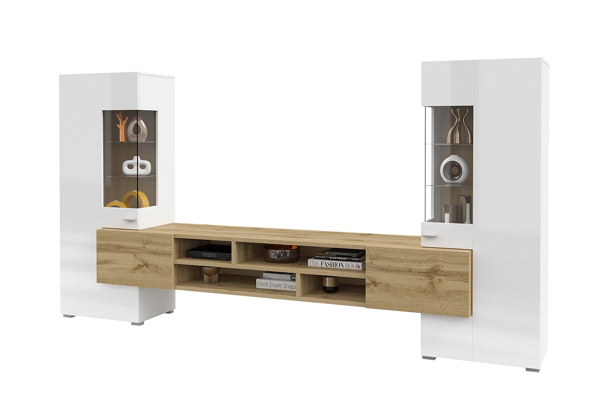 Obývacia stena Coby 10 - Dub wotan / biely lesk Biela Obývacia stena .