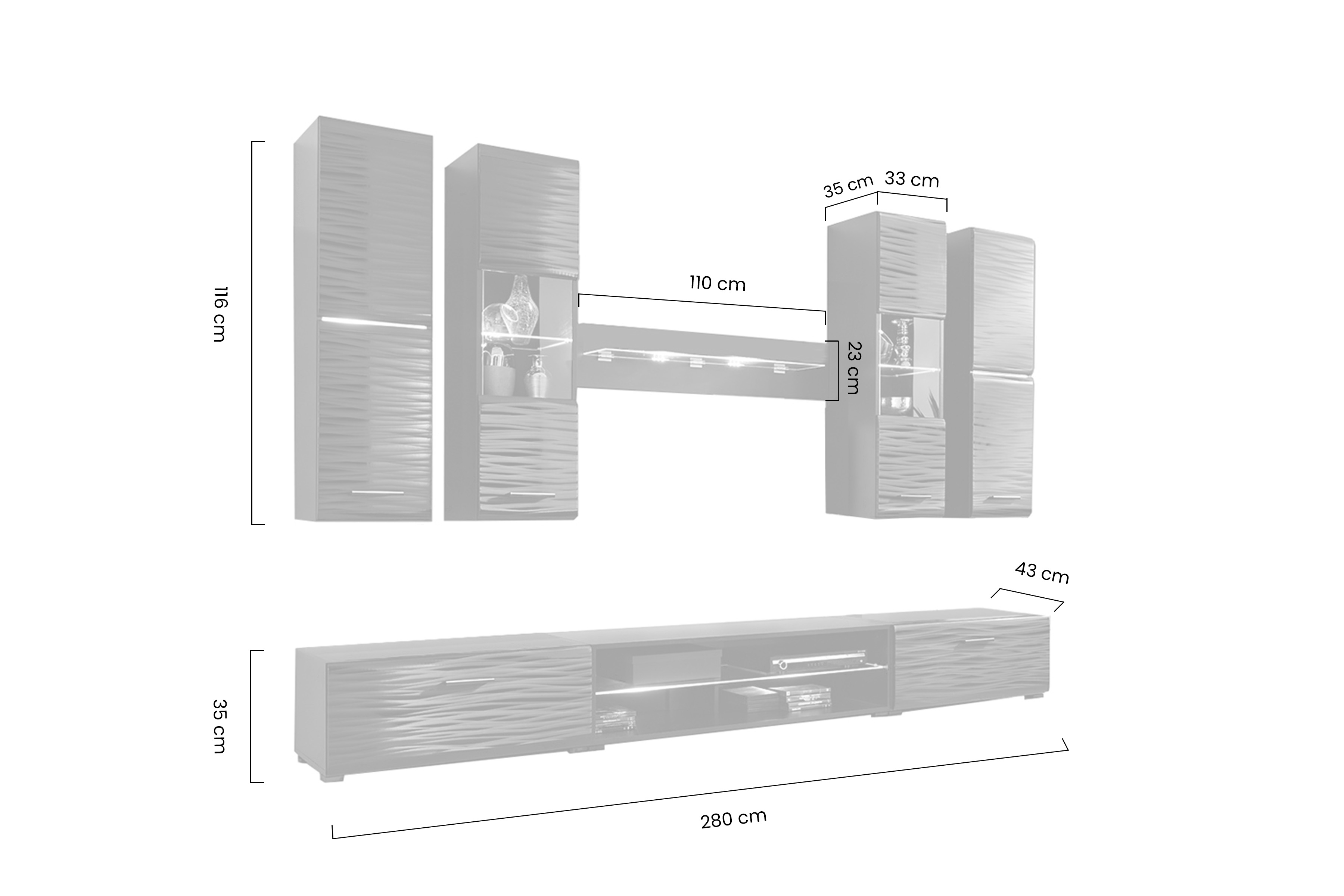 Obývací stěna Factor 4 - černá Obývací stěna pro obývacího pokoje Factor 4 - černá