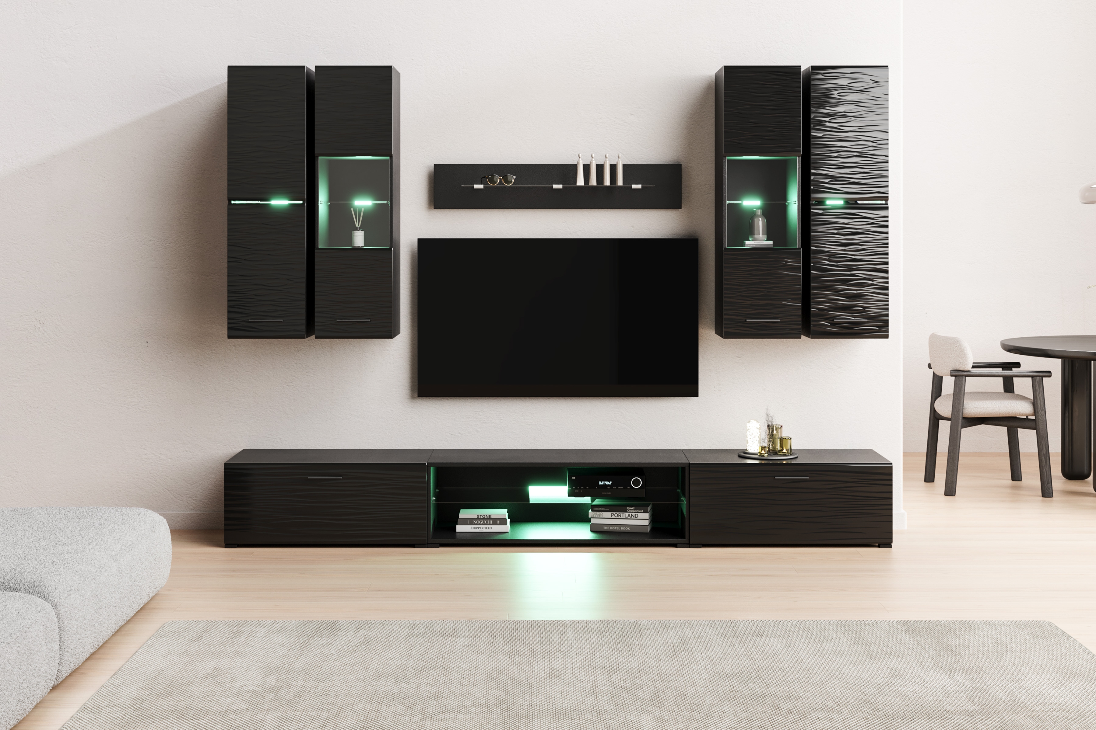 Obývací stěna Factor 4 - černá Obývací stěna pro obývacího pokoje Factor 4 - černá