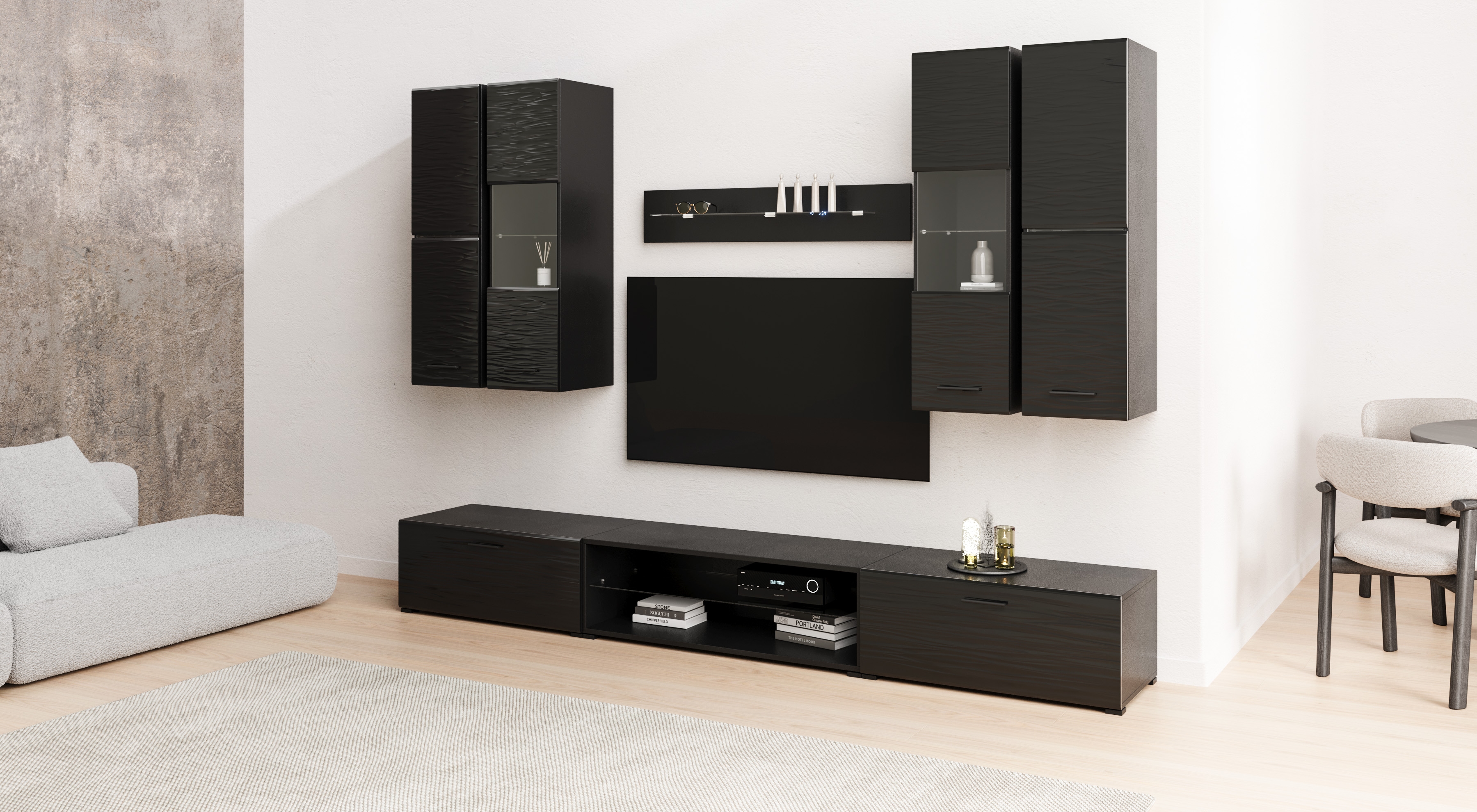 Obývací stěna Factor 4 - černá Obývací stěna pro obývacího pokoje Factor 4 - černá