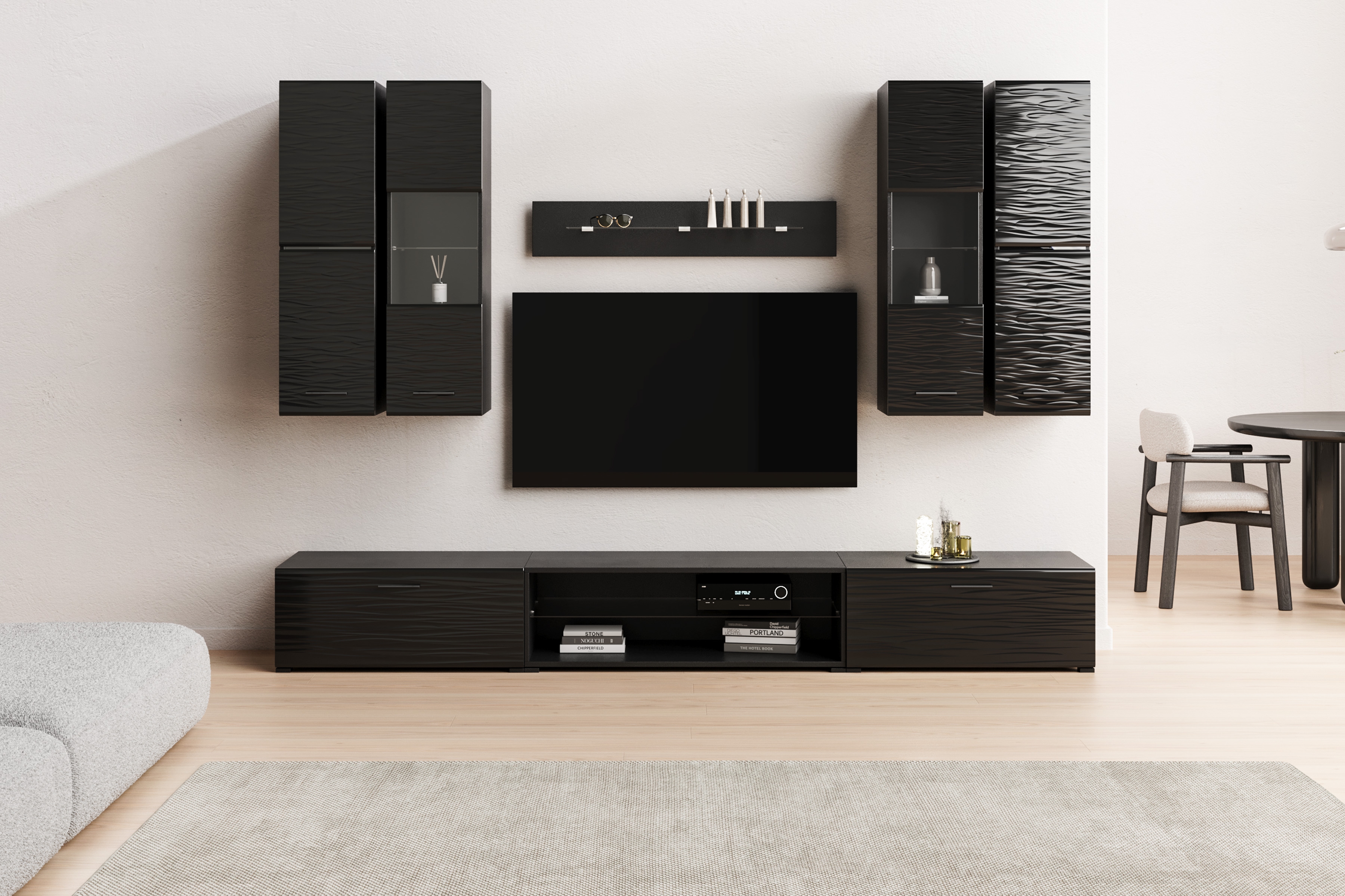 Obývací stěna Factor 4 - černá Obývací stěna pro obývacího pokoje Factor 4 - černá