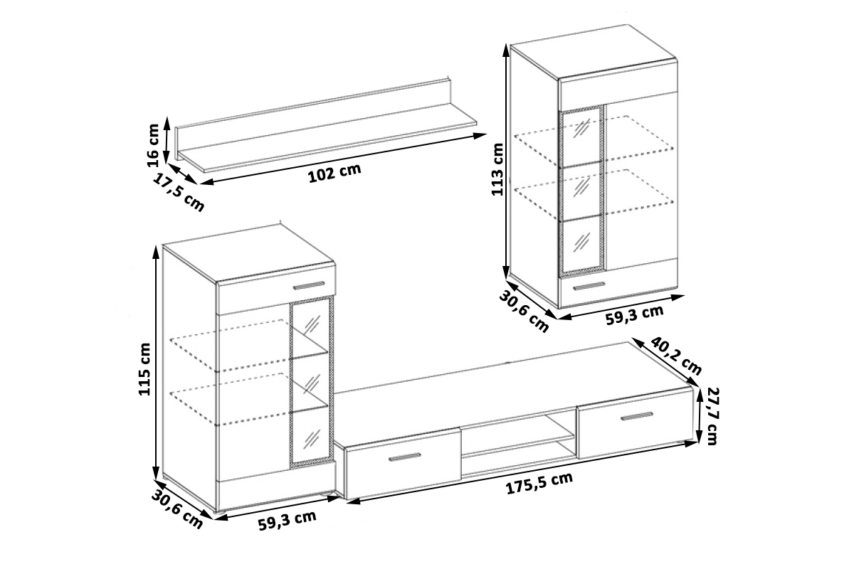 Obývací stěna Kaja - dub sonoma Obývací stěna Kaja - Dub sonoma
