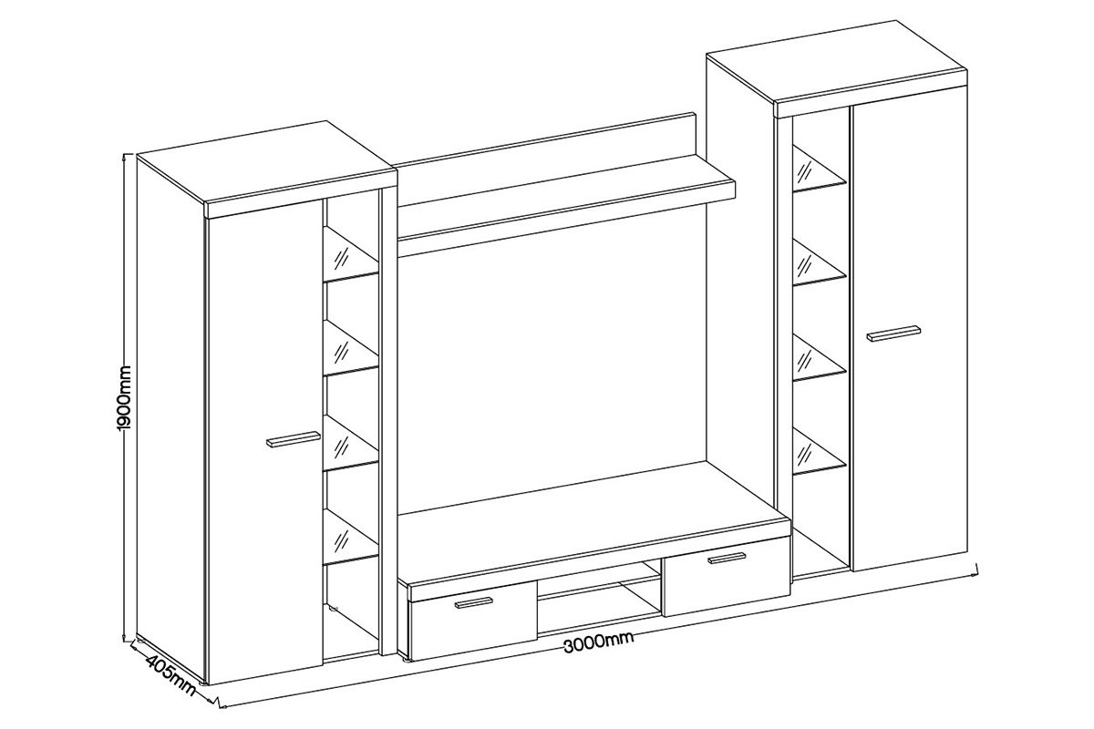 Obývací stěna Luiza XL - bílý mat Obývací stěna Rumba XL - Bílý mat