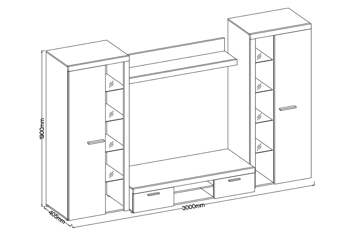Obývací stěna Luiza XL - dub lefkas Obývací stěna Rumba XL