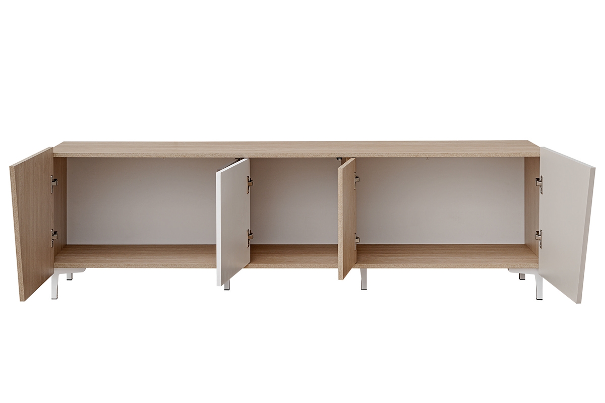 Obývací stěna Miraza - skandinávská rybina / béžová / bílá / hnědá Obývací stěna pro obývacího pokoje Miraza - jodelka skandi / béžová / bílá / hnědá