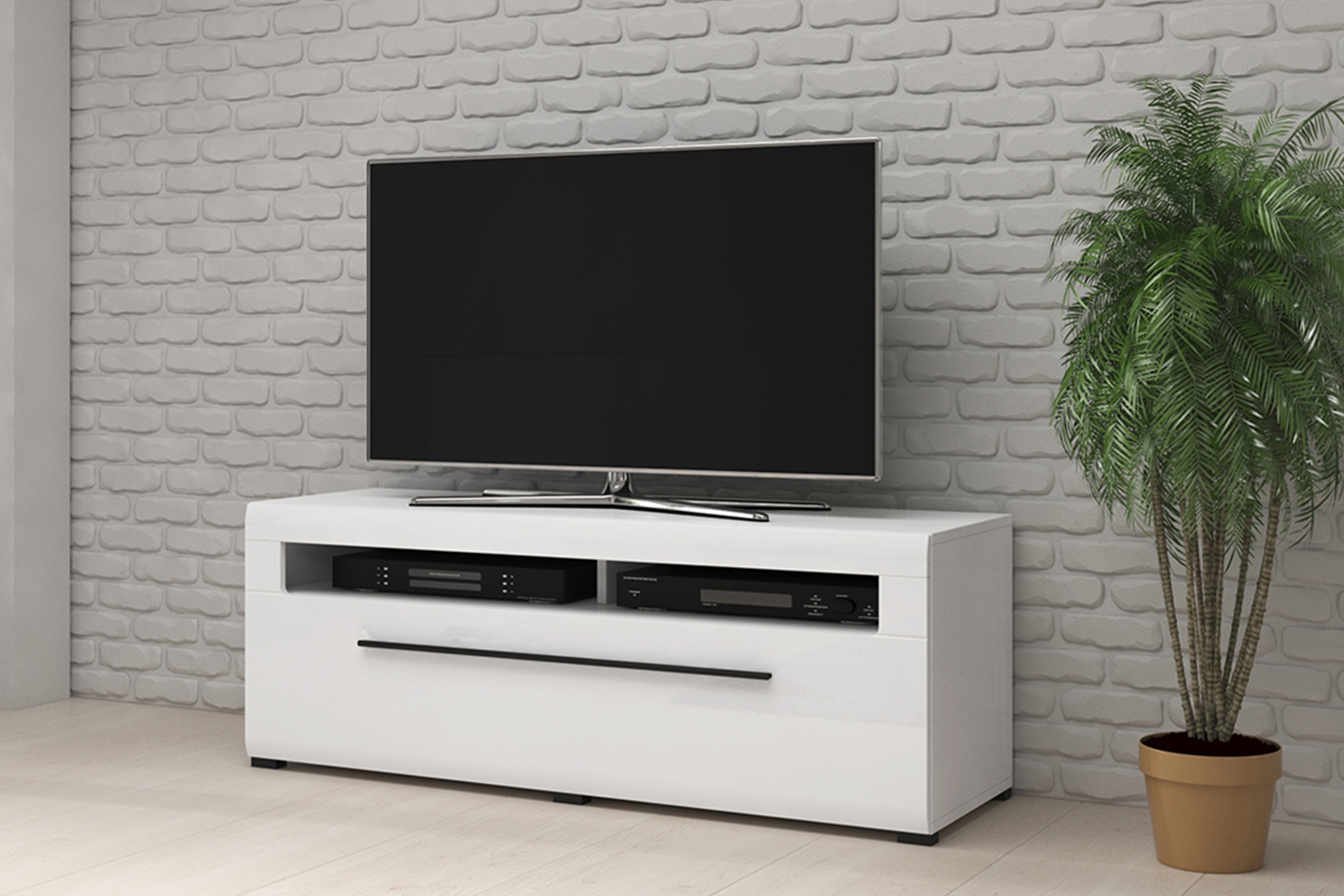 Obývacia stenado obývačky Tulsa I Biely/biely lesk (MDF) 2497FJ Obývacia stena do obývacej izby Tulsa I - biela / biela lesk