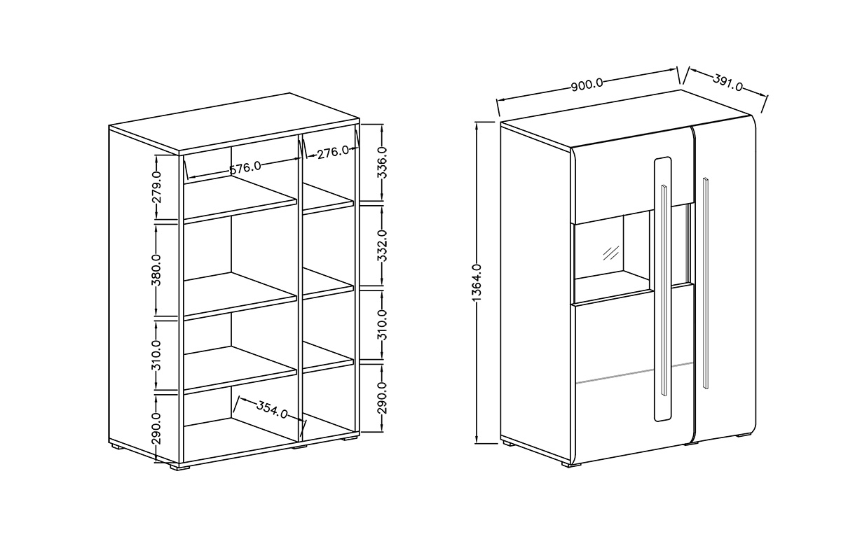 Obývacia stenado obývačky Tulsa I Biely/biely lesk (MDF) 2497FJ Obývacia stena . Tulsa I - biela / biela lesk - Komoda presklená dvojdverová Tulsa 42 - Rozmery