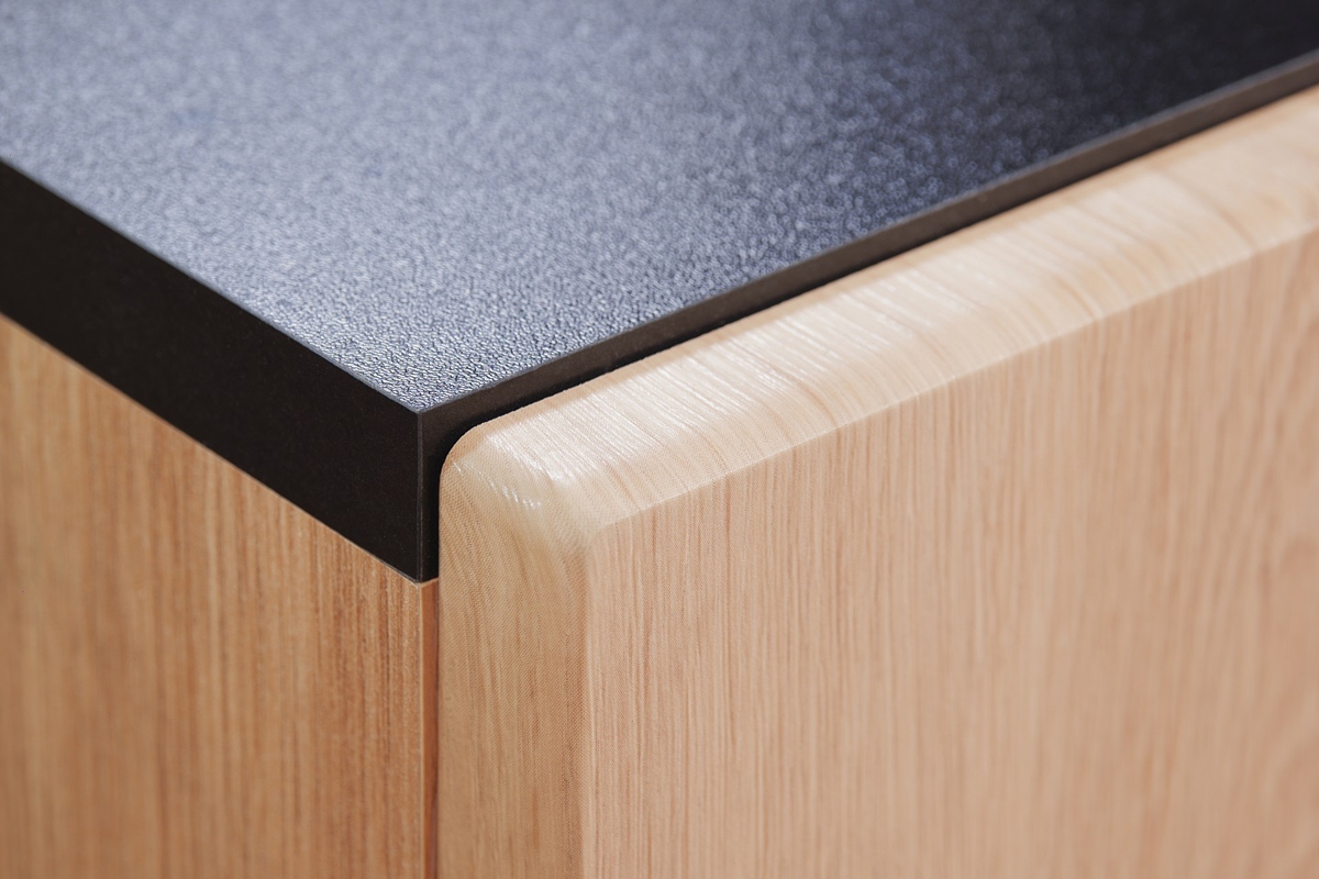 Obývací stěna Wilson - dub artisan / černý mat zaoblené hrana