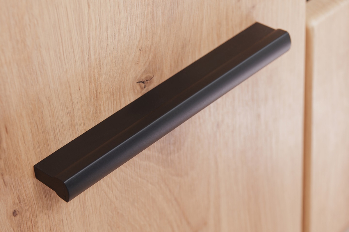 Obývací stěna Wilson - dub artisan / černý mat Obývací stěna s úchyty