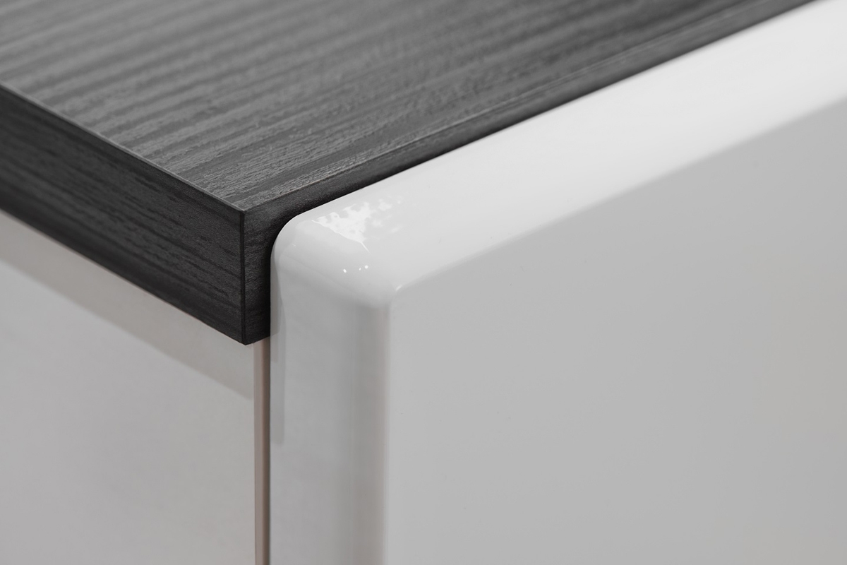 Obývacia stena Wilson - čierna nórska borovica / biely lesk Detail nábytku 