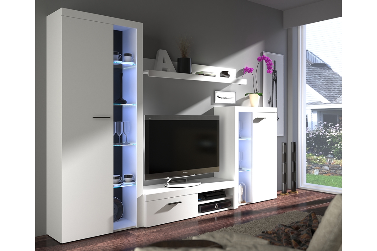 Obývací stěna Luiza - bílý mat Obývací stěna Rumba - Bílý mat