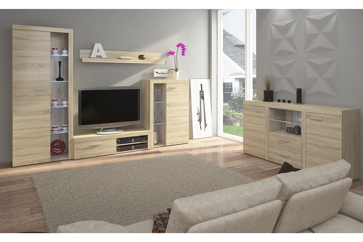 Obývací stěna Luiza - dub sonoma Komplet Rumba - Dub sonoma