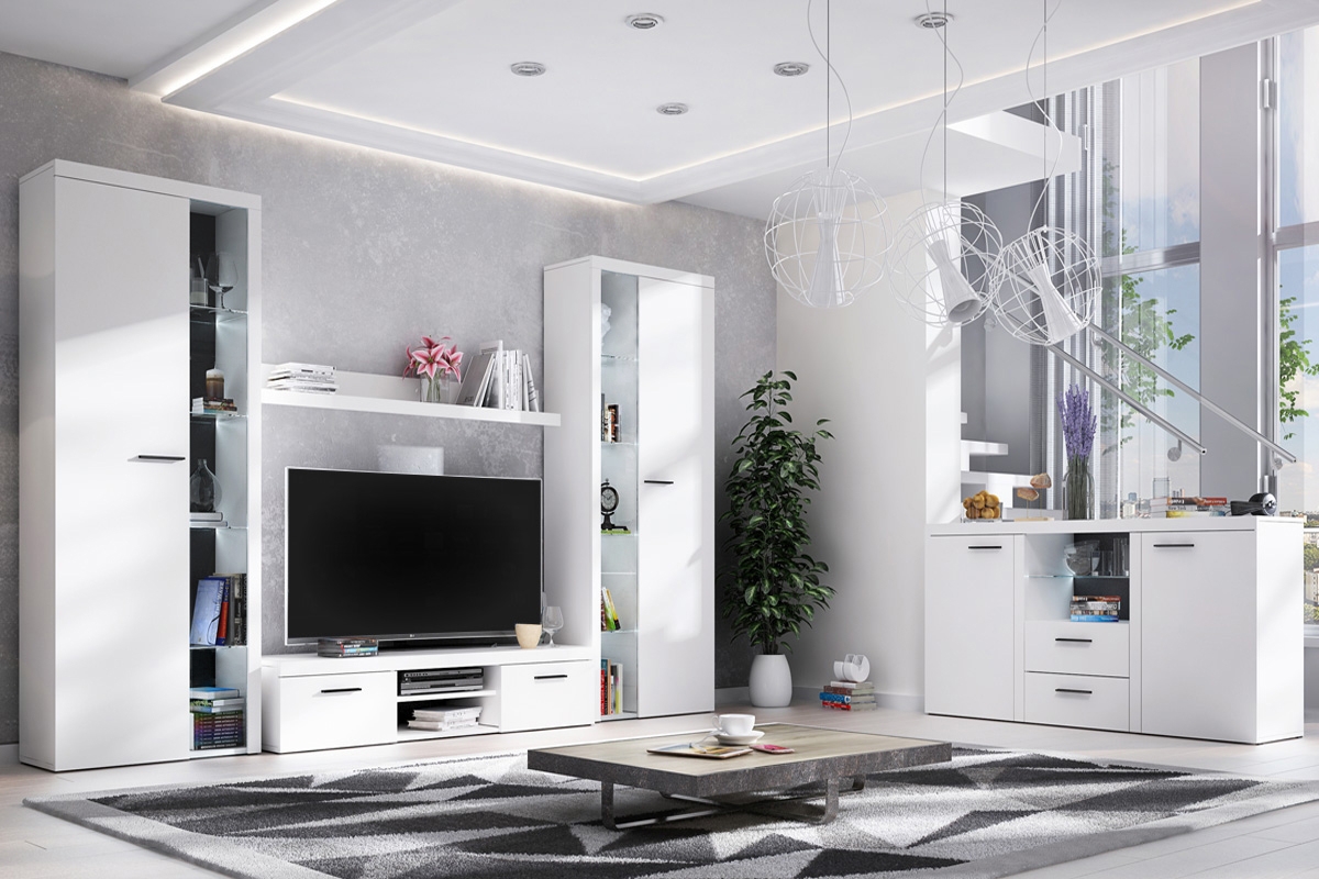 Obývací stěna Luiza XL - bílý mat Obývací stěna Rumba XL - Bílý mat 