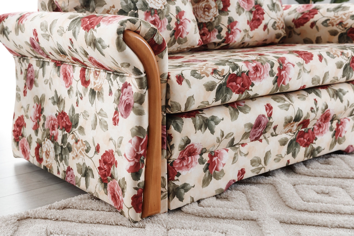 Rozkladacia dvojpohovka Milen - vzor Coral 82 / jelša Rozkladana Pohovka Milen - wzor Coral 82 / Drevo Jelša - detal