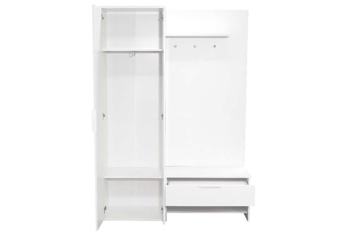 Šatník do predsiene so sedákom i zrkadlom 140 cm - Biela šatník do predsienie so sedákom i zrkadlom 140 cm - Biela 