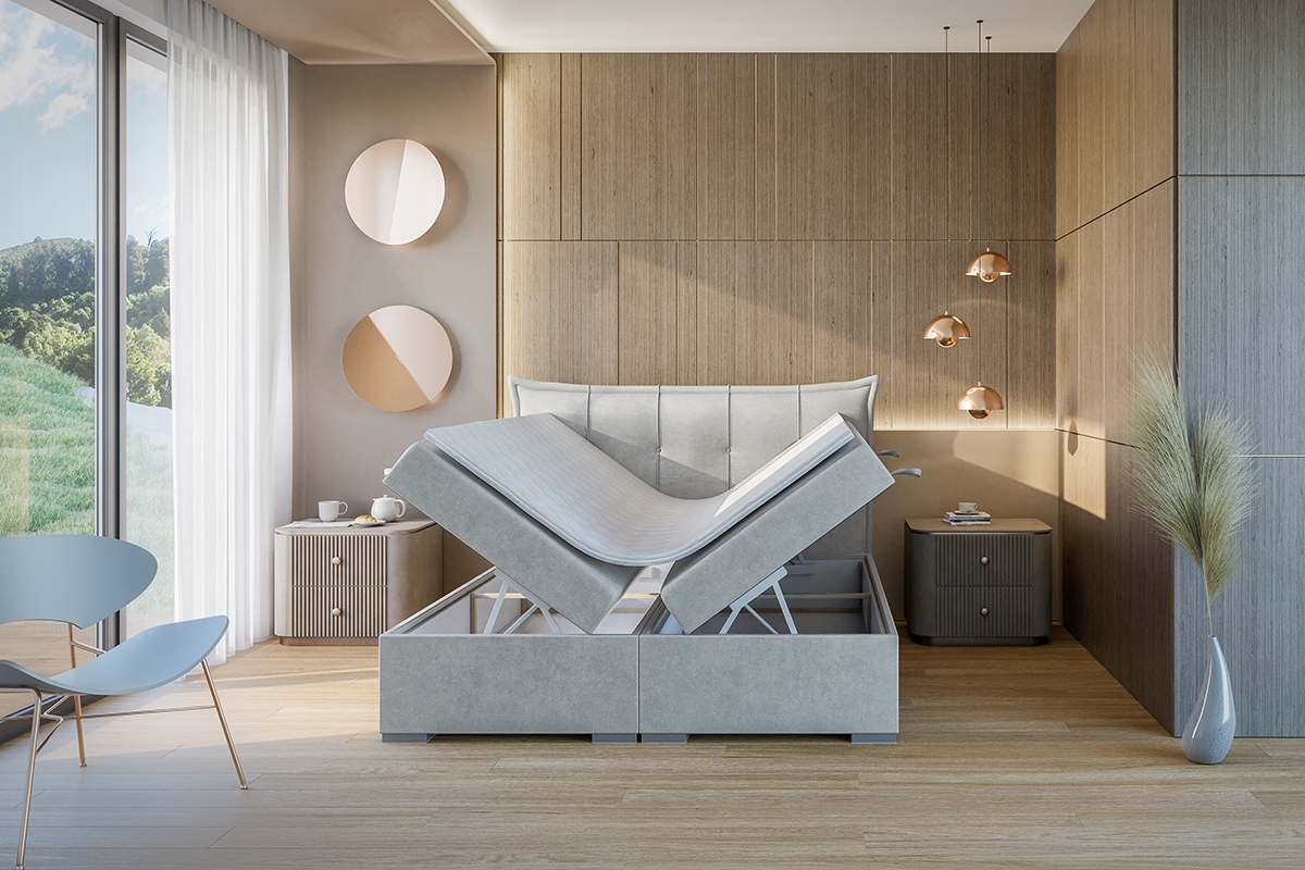 Boxspring posteľ s úložným priestorom Ralies 140x200 Boxspring posteľ s úložným priestorom Ralies 140x200 