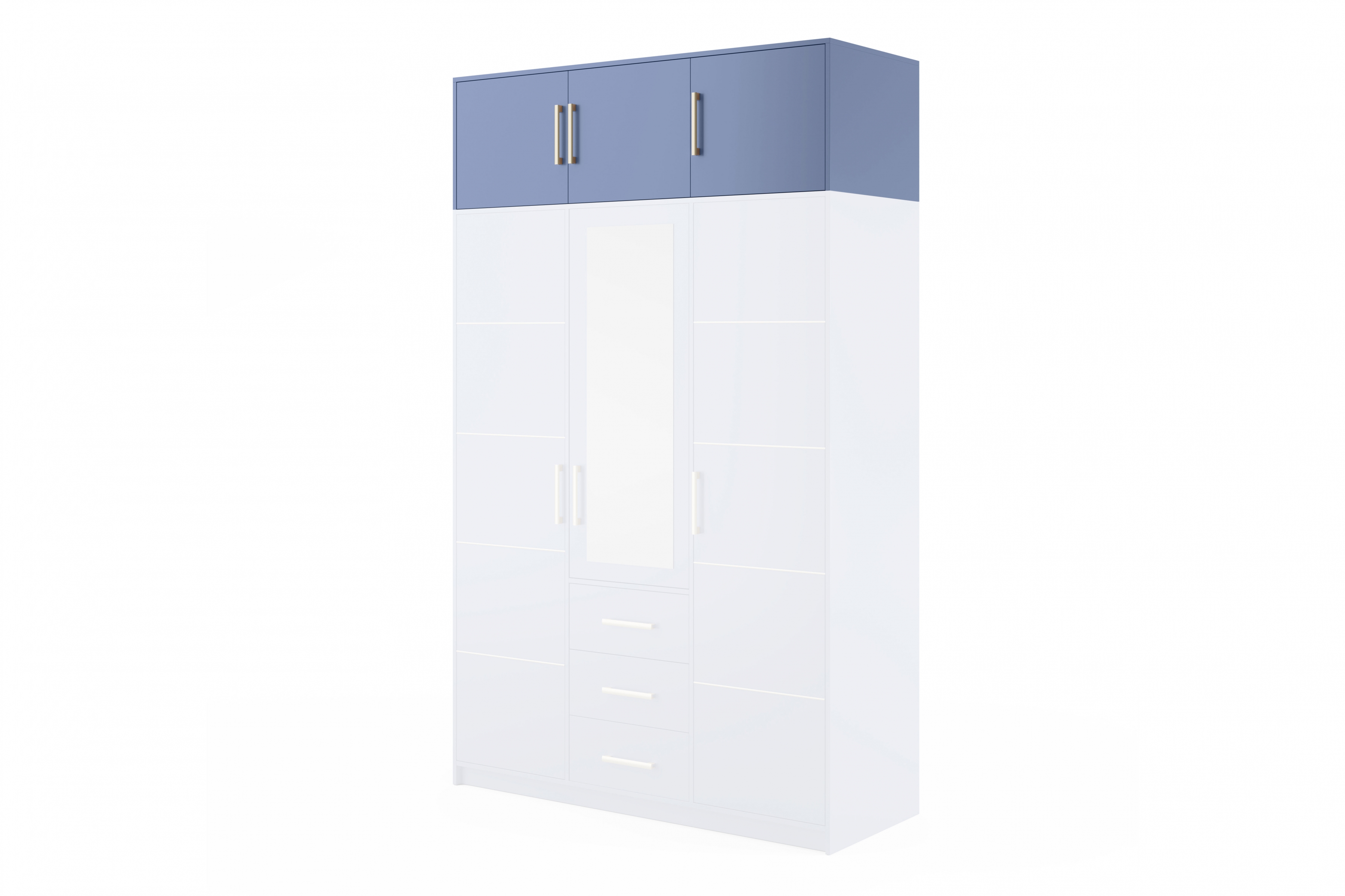 Nástavec na skříň Bali 147 cm - tlumená modrá Nástavec do Skříně Bali II D3 - tlumená modrá