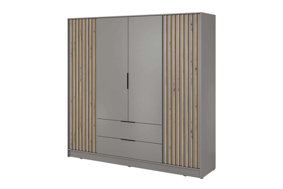 Nadstavec s lamelami do štvordverovej skrine Neria - sivá / dub artisan Nadstavec do Skrine Neria 206 cm - šedá / dub artisan