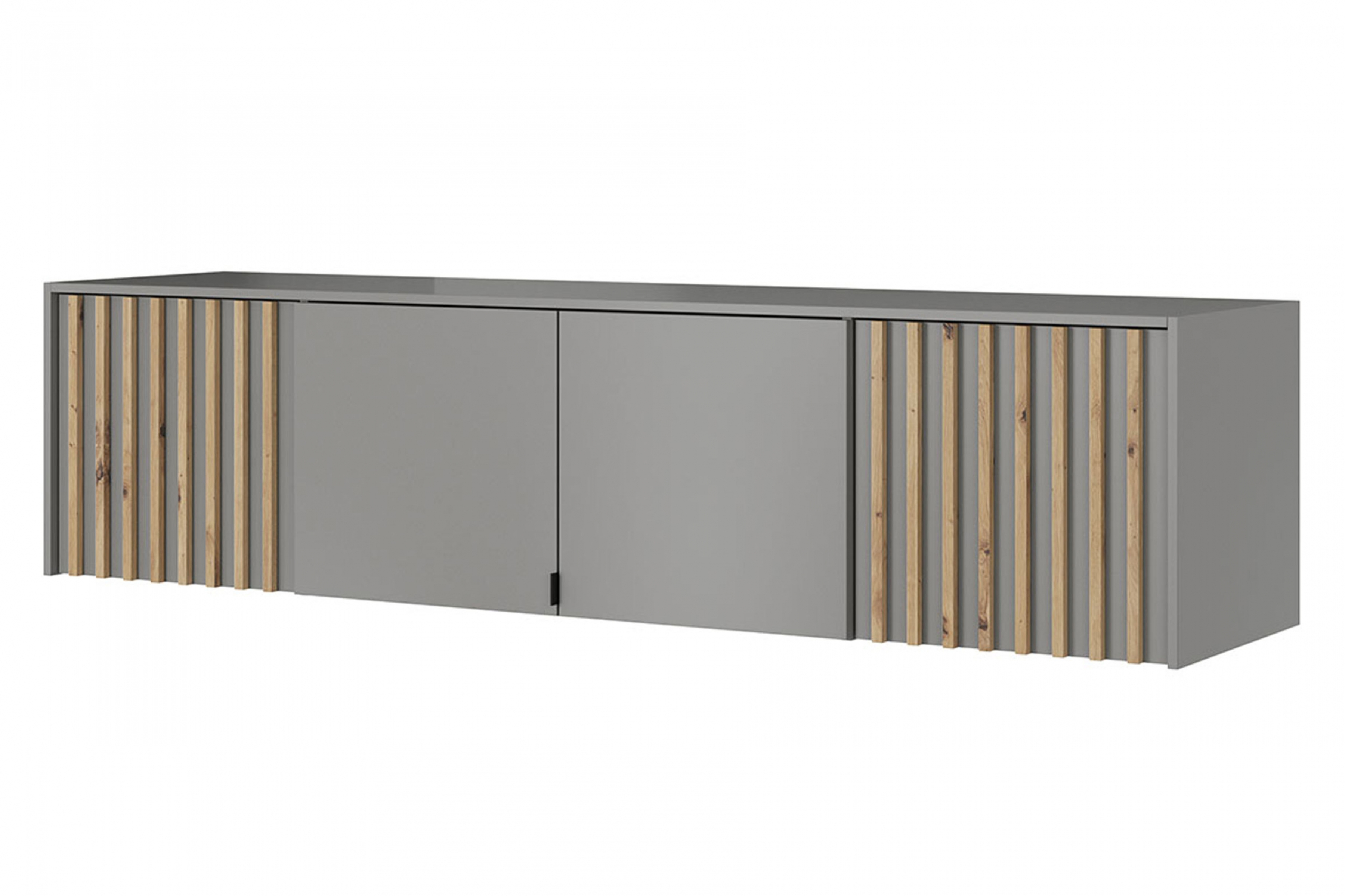 Nadstavec s lamelami do štvordverovej skrine Neria - sivá / dub artisan Nadstavec do Skrine Neria 206 cm - šedá / dub artisan