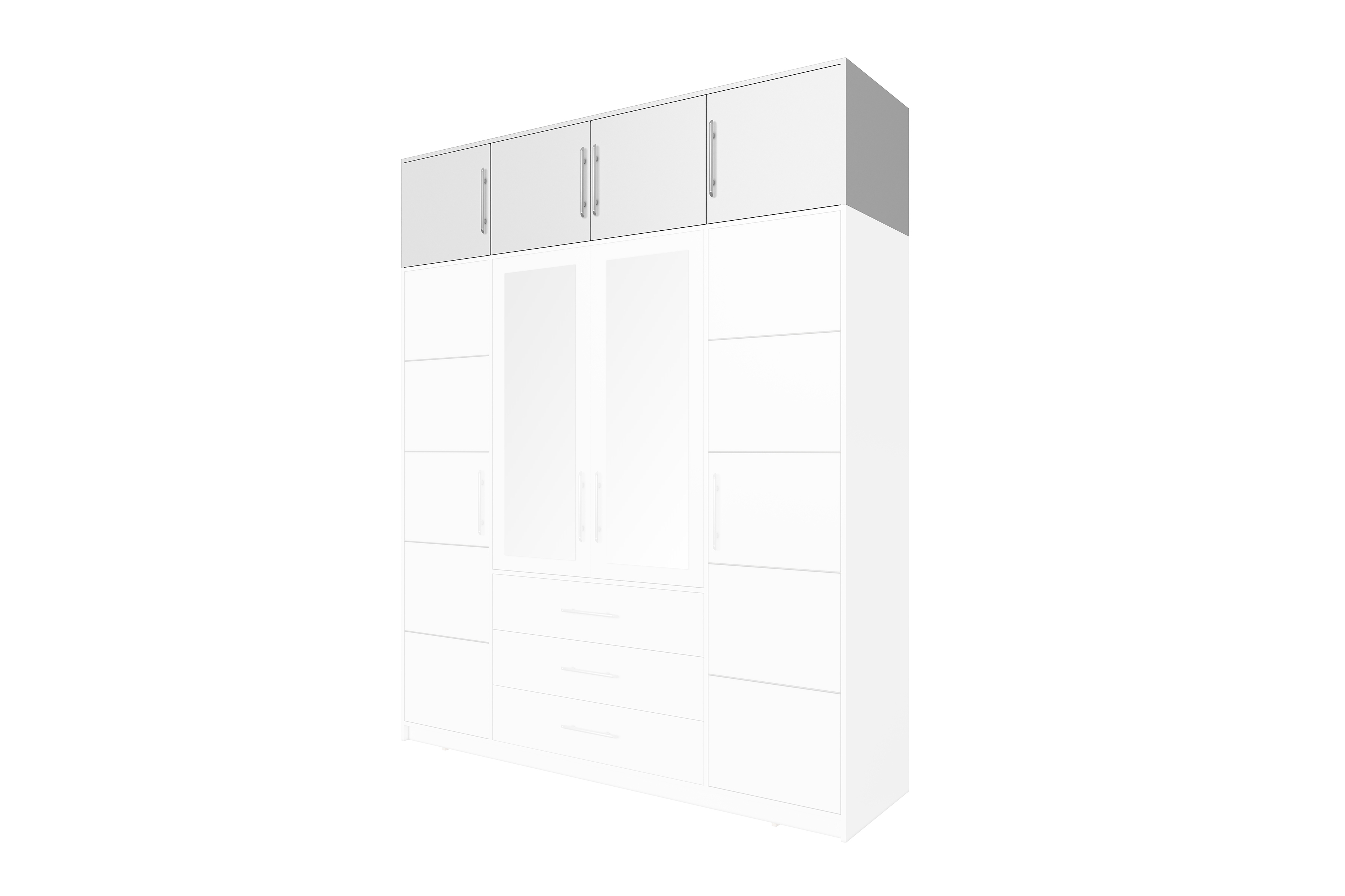 Nástavec na skříň Bali 196 cm - bílá Nástavec Lutori 196 cm pro Skříně - bílá