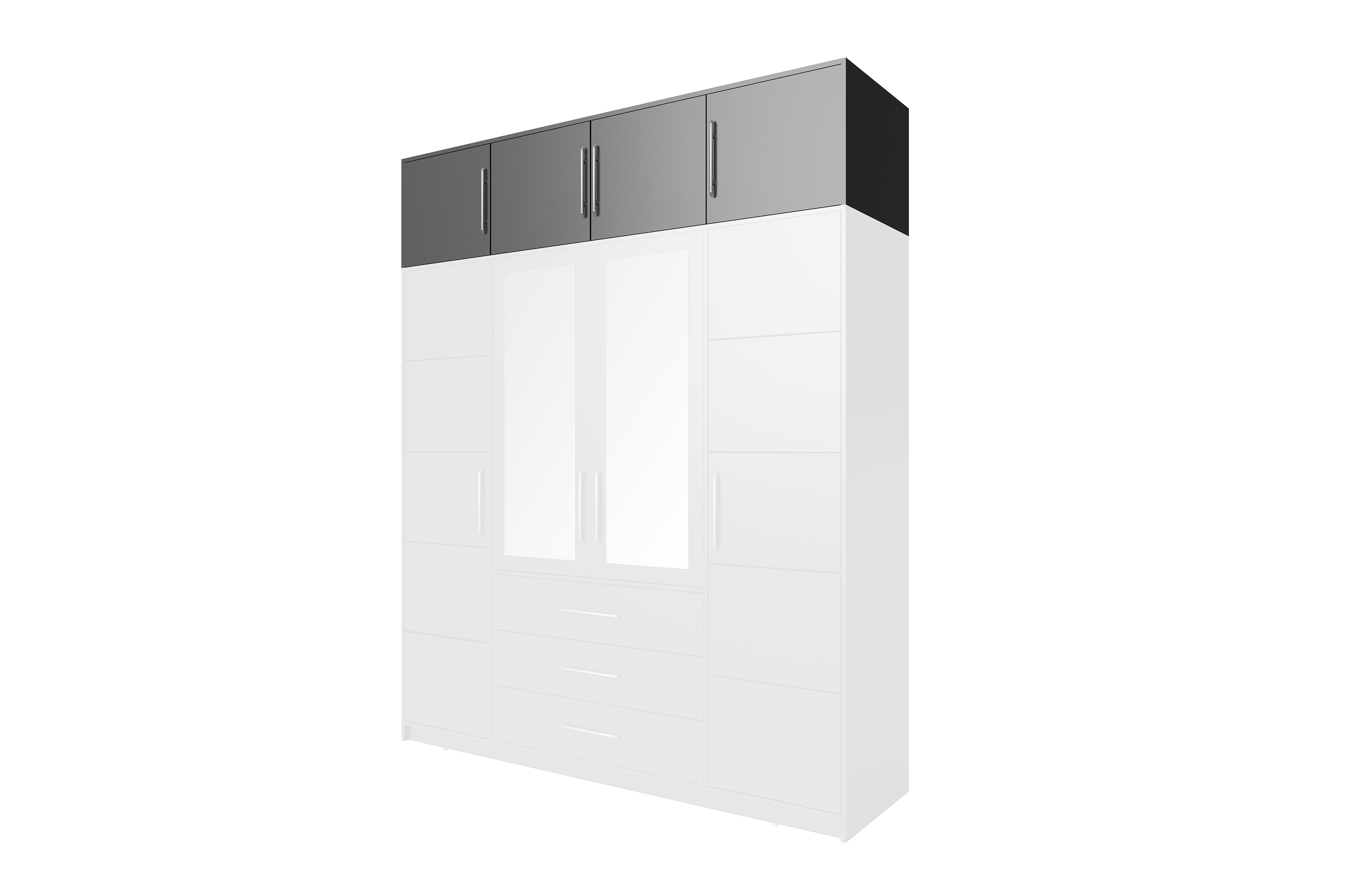 Nástavec na skříň Bali 196 cm - grafitová Nástavec Lutori 196 pro Skříně - grafit