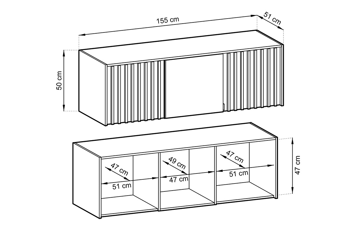 Nadstavec s lamelami do trojdverovej skrine Neria - dub artisan / čierna Nadstavec s lamelami do trojdverovej skrine Neria - dub artisan / čierny - rozmery