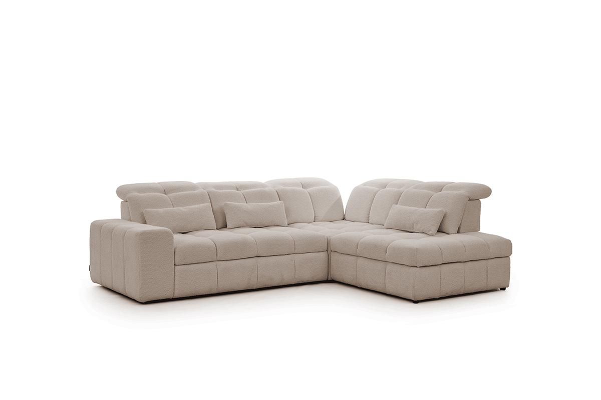 Elektrický rozkládací rohový gauč Magnelio L pravý - béžová bouclé Catch Me 2 Rohová sedací souprava pravá strana rozkládací z elektricky wysuwanym siedziskien Magnelio L - béžový Catch me 2