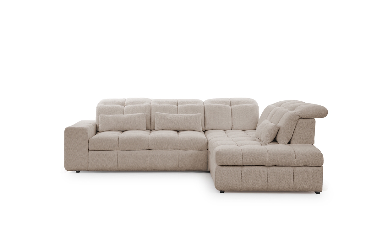 Elektrický rozkládací rohový gauč Magnelio L pravý - béžová bouclé Catch Me 2 Rohová sedací souprava pravá strana rozkládací z elektricky wysuwanym siedziskien Magnelio L - béžový Catch me 2