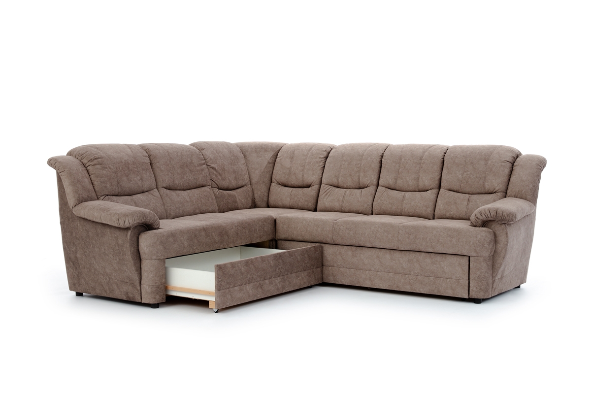 Rohová sedacia súprava Belluno L ľavá - hnedý Preston 24 Rohová sedacia súprava Belluno z szuflada na posciel 