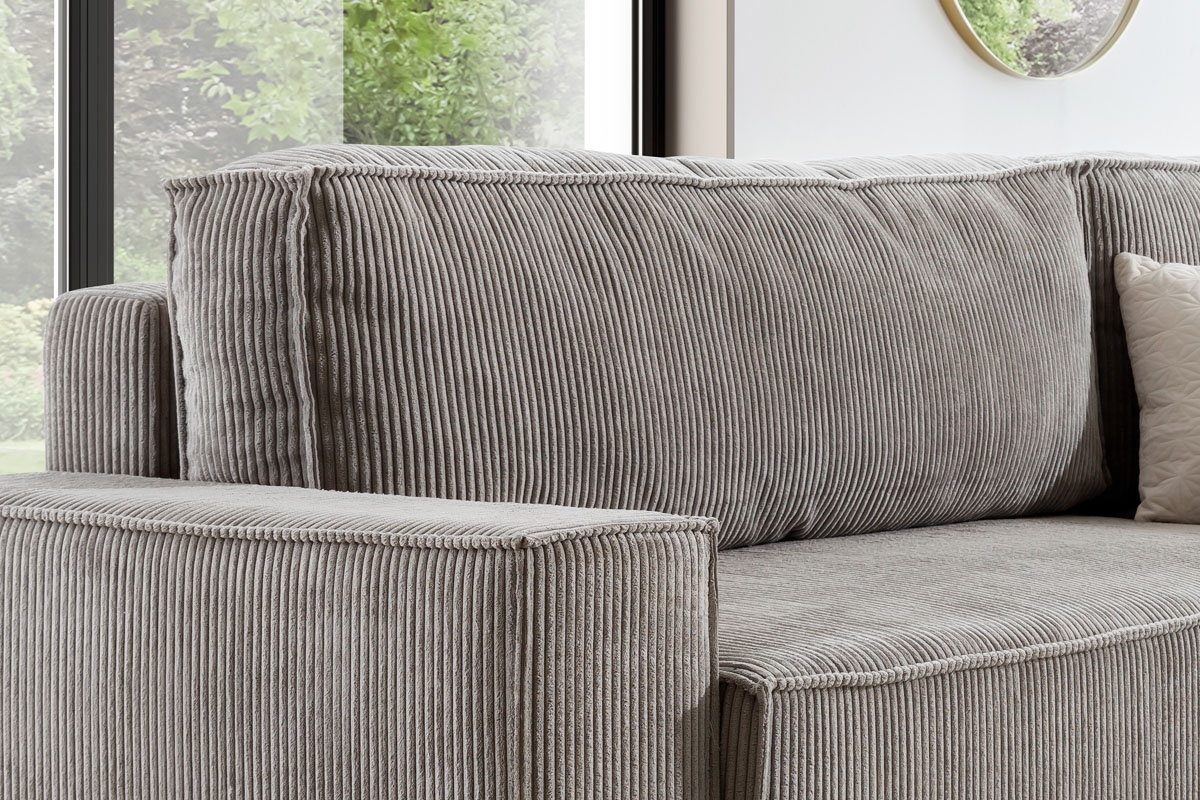 Rohová sedací souprava Flabio L pravá s funkcí spaní - béžový manšestr Lincoln 83 Rohová sedací souprava Flabio L polštáře