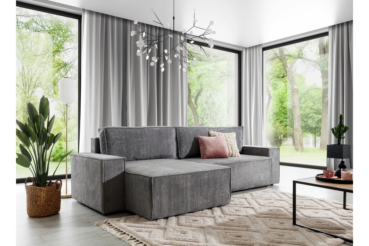 Rohová sedacia súprava ľavá rozkladacia Flabio Mini - šedý menčester Lincoln 90 Rohová sedacia súprava Flabio Mini