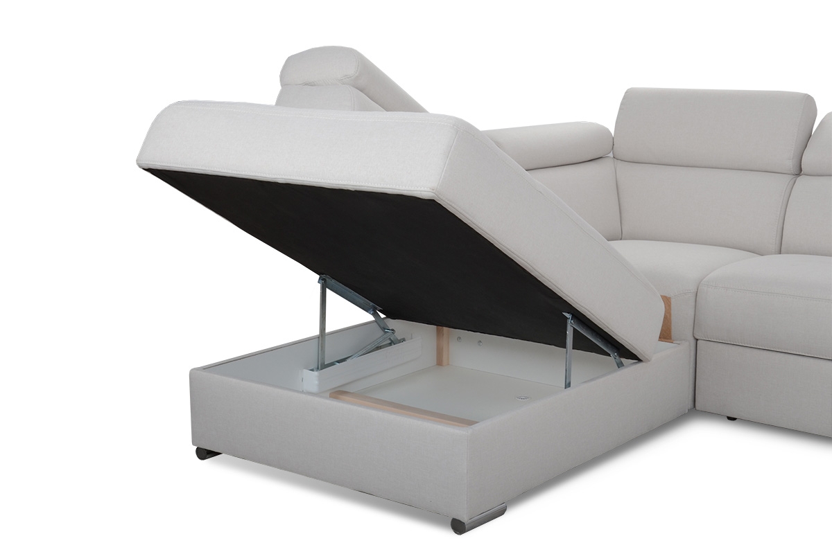 Rozkládací modulová sedací souprava Zoom levá - krémová Porto 01 (KR 10538)  Rohová sedací souprava levá strana modulowy s funkcí spaní Zoom - Krémový Porto 10538 - Úložný prostor