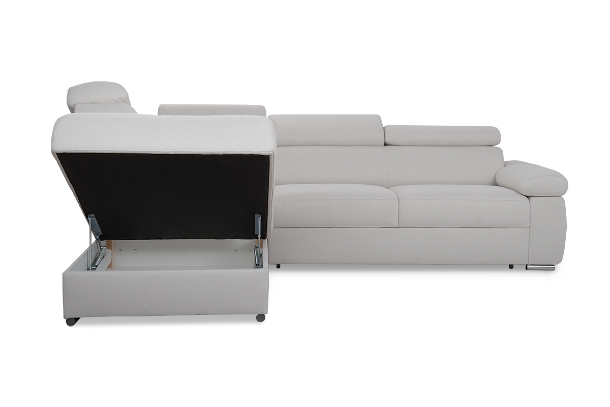 Rozkládací modulová sedací souprava Zoom levá - krémová Porto 01 (KR 10538)  Rohová sedací souprava levá strana modulowy s funkcí spaní Zoom - Krémový Porto 10538 - Úložný prostor