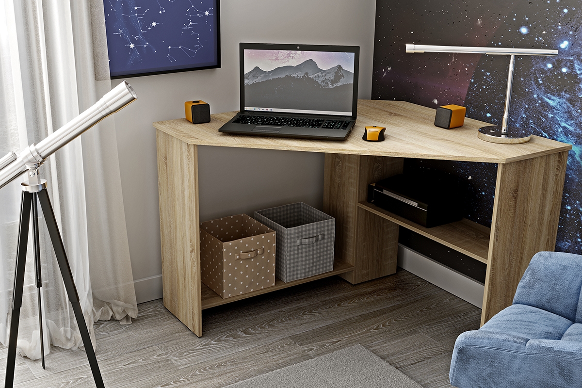 Rohový psací stůl Rino 80x80 cm - dub sonoma Psací stůl mládežnický rohový