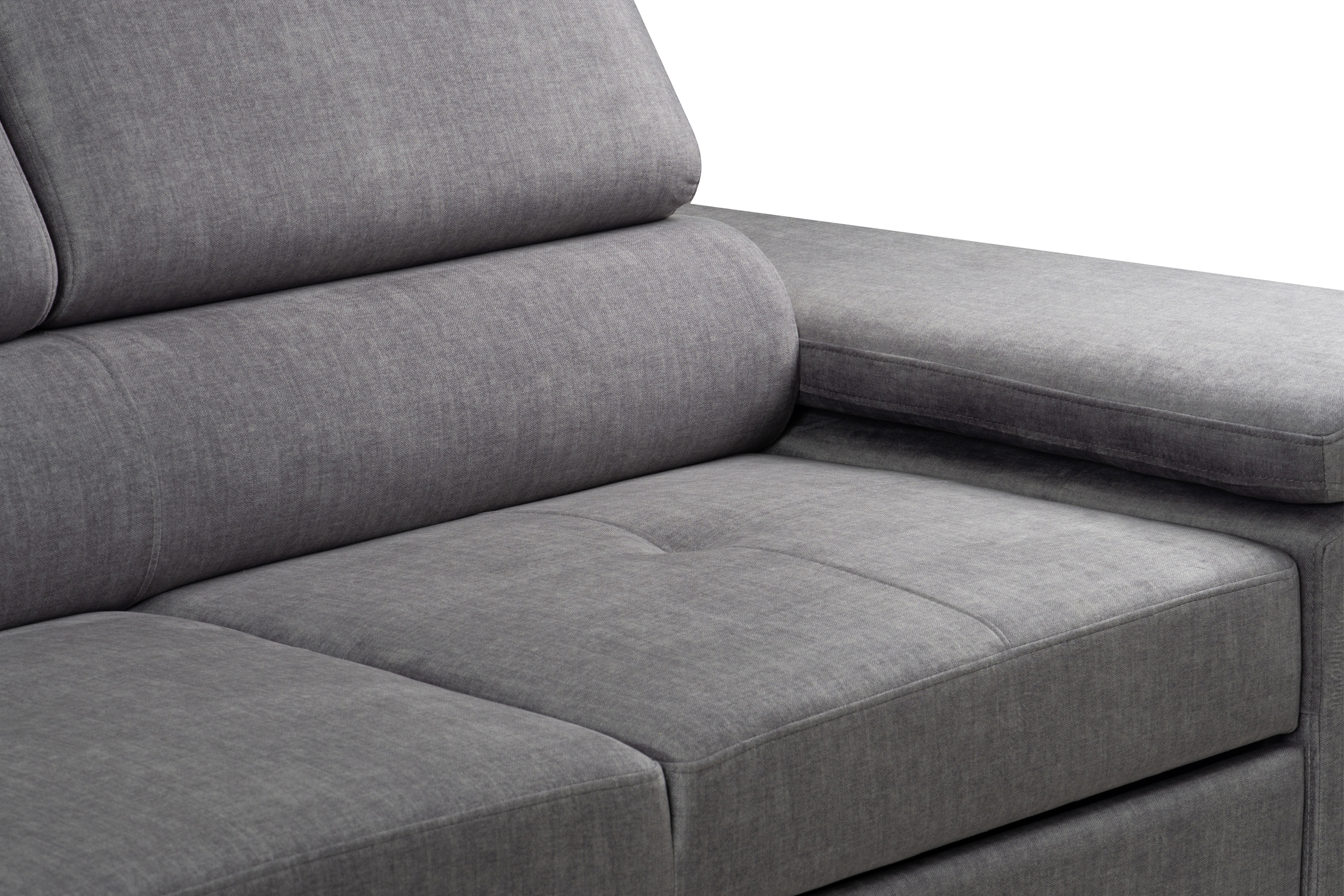 Rozkladacia rohová sedacia súprava Annabelle L ľavá - šedý velúr Vogue 14 / chrómové nožičky Rohová sedacia súprava Annabelle L s funkciou spánku Ľavá strana - šedý velúr Vogue 14 / nožičky chromowane 