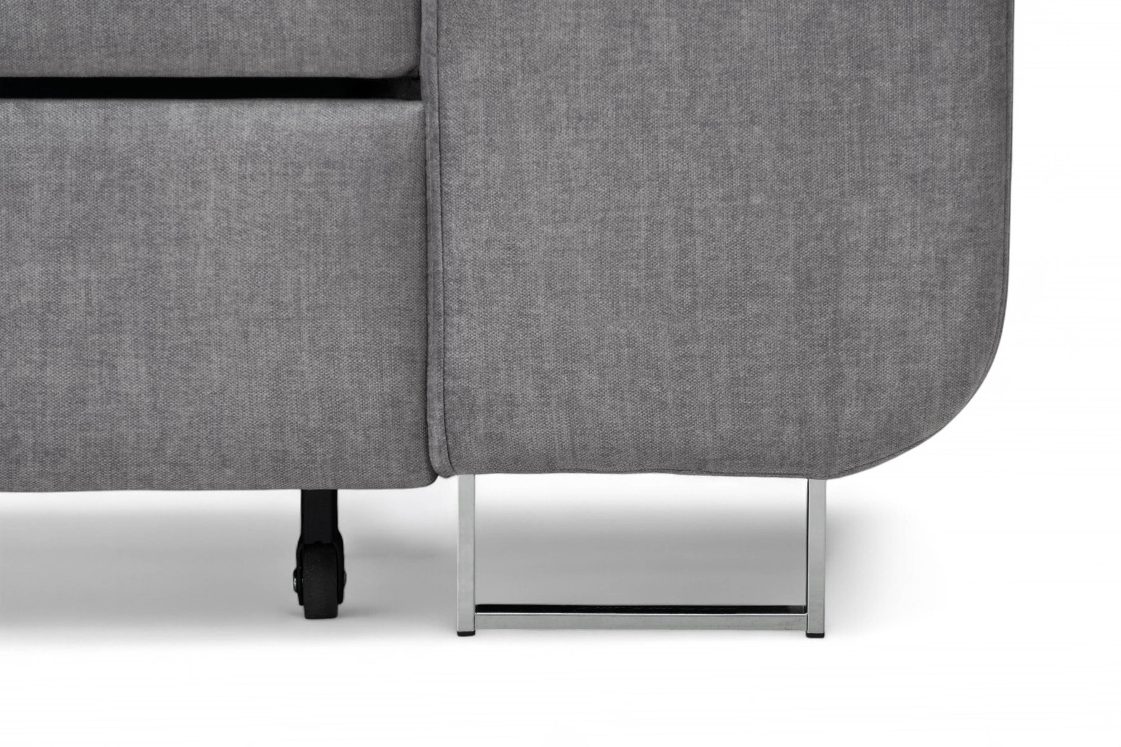 Rozkladacia rohová sedacia súprava Annabelle L ľavá - šedý velúr Vogue 14 / chrómové nožičky Rohová sedacia súprava Annabelle L s funkciou spánku Ľavá strana - šedý velúr Vogue 14 / nožičky chromowane 