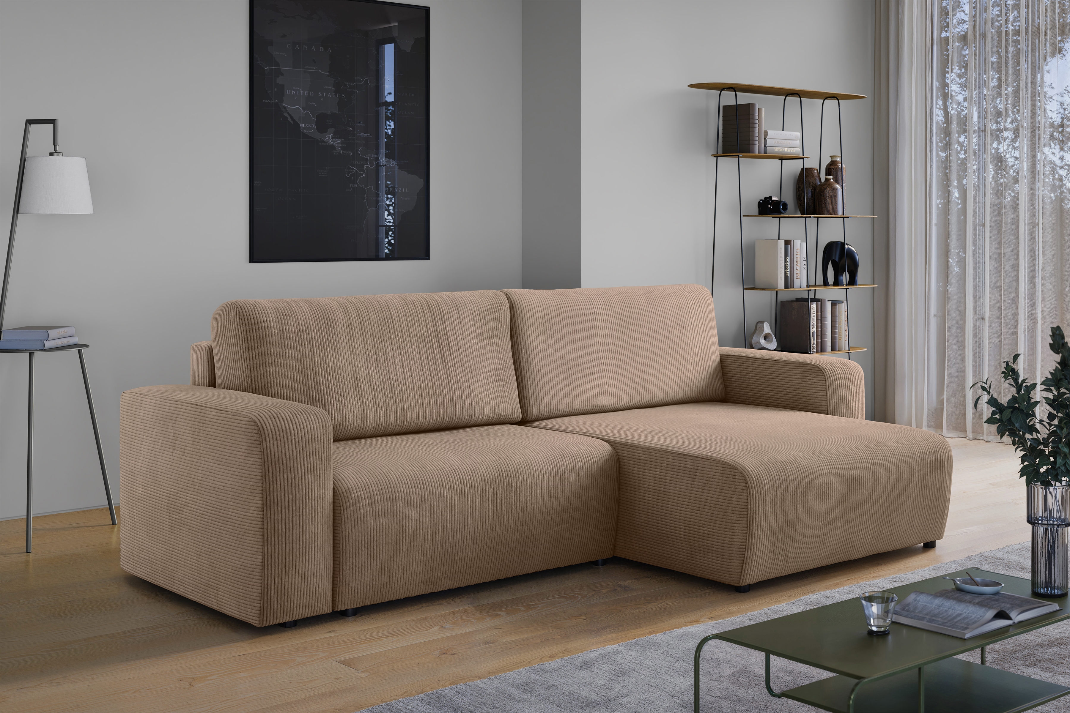 Rozkládací rohová sedací souprava Avia L - hnědá Lincoln 17 Rohová sedací souprava Avia L rozkládací uniwersalny prawo/levá - hnědá manšestr Lincoln 17 