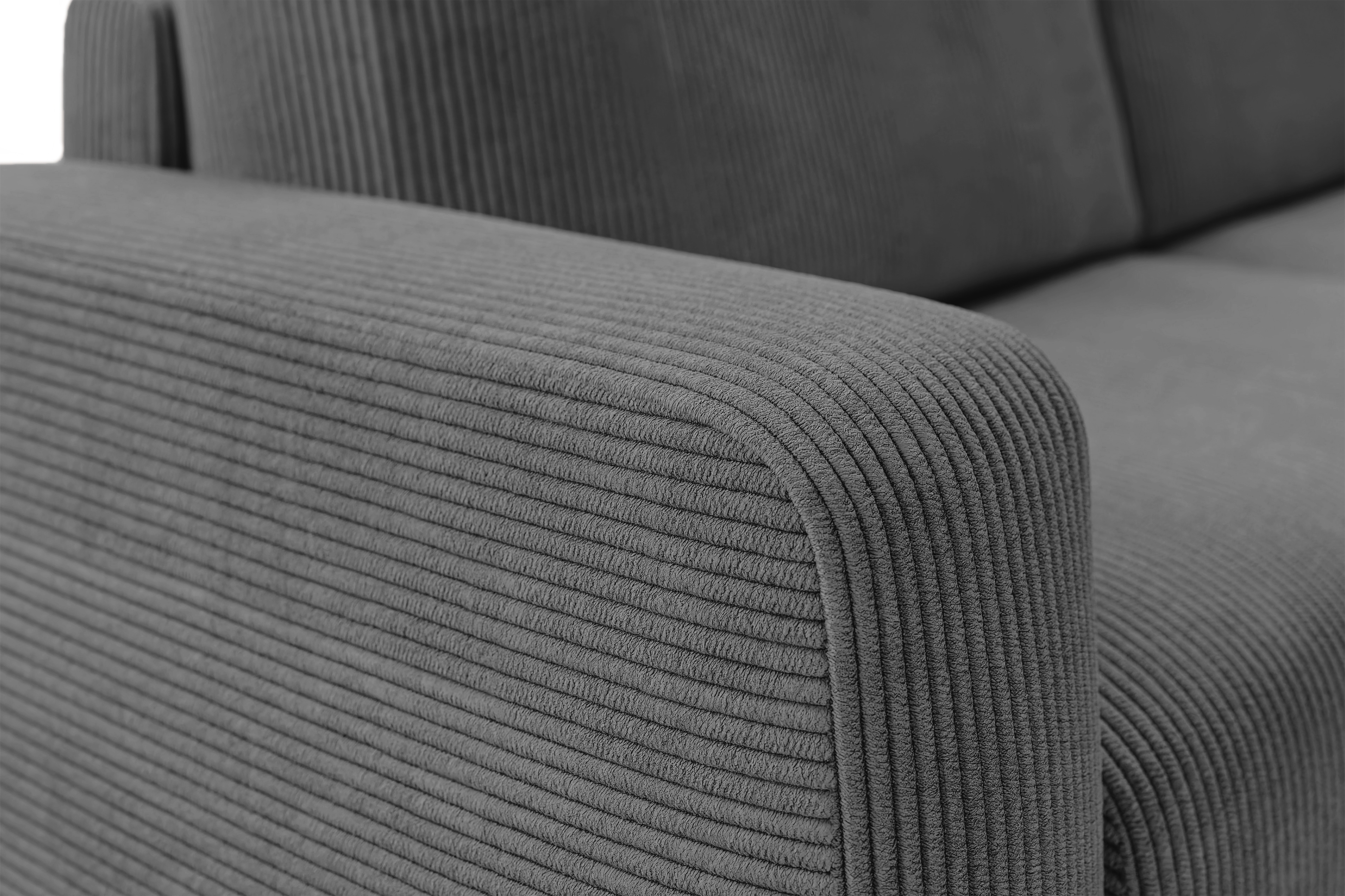 Rozkládací rohová sedací souprava Avia L - šedá Lincoln 90 Rohová sedací souprava Avia L rozkládací uniwersalny prawo/levá - šedá manšestr Lincoln 90