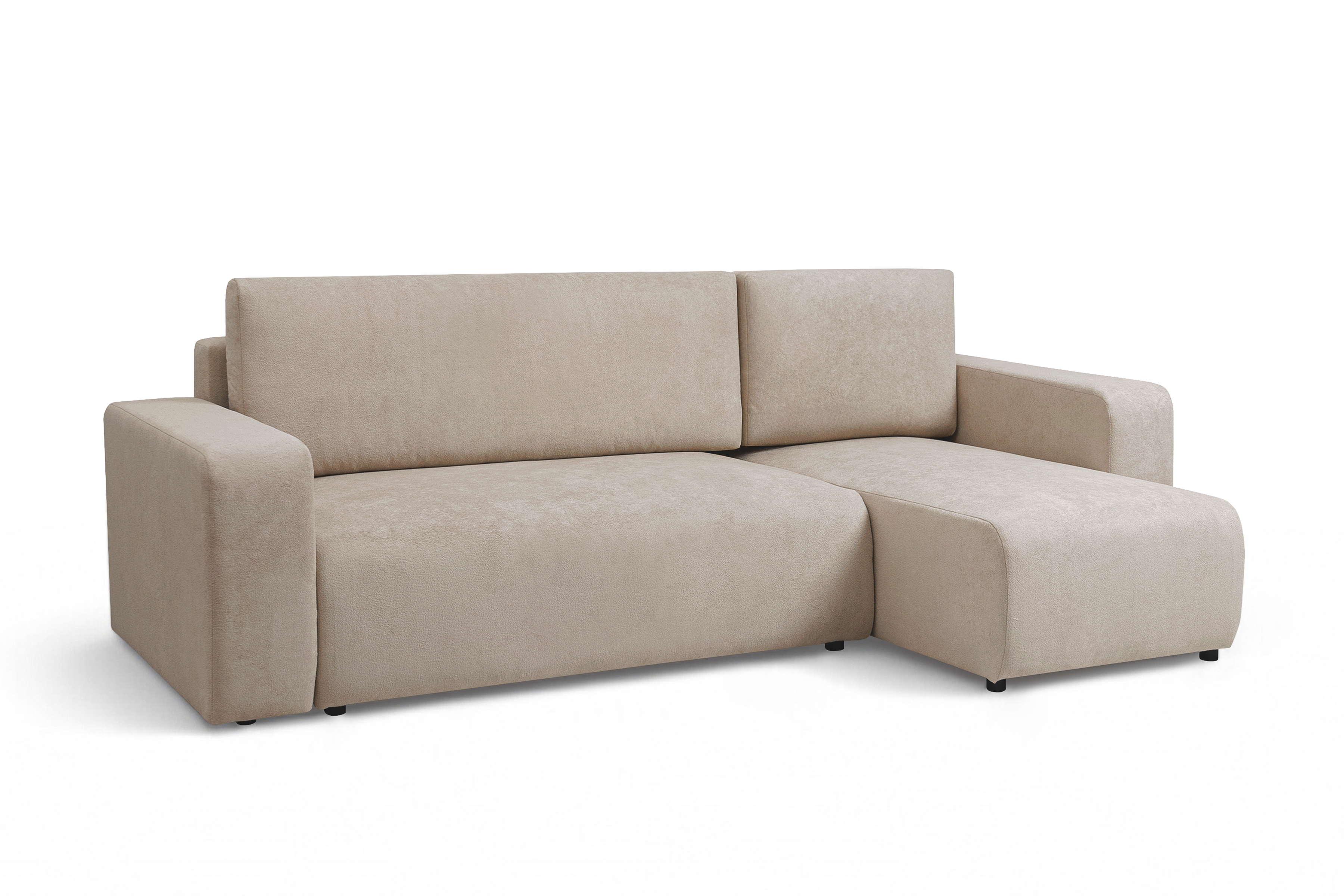 Rozkladacia rohová sedacia súprava Avia Mini univerzálna - béžové buklé Gerra 105 Rohová sedacia súprava Avia Mini s funkciou spánku uniwersalny prawo/Ľavá strana - Béžová boucle Gerra 105