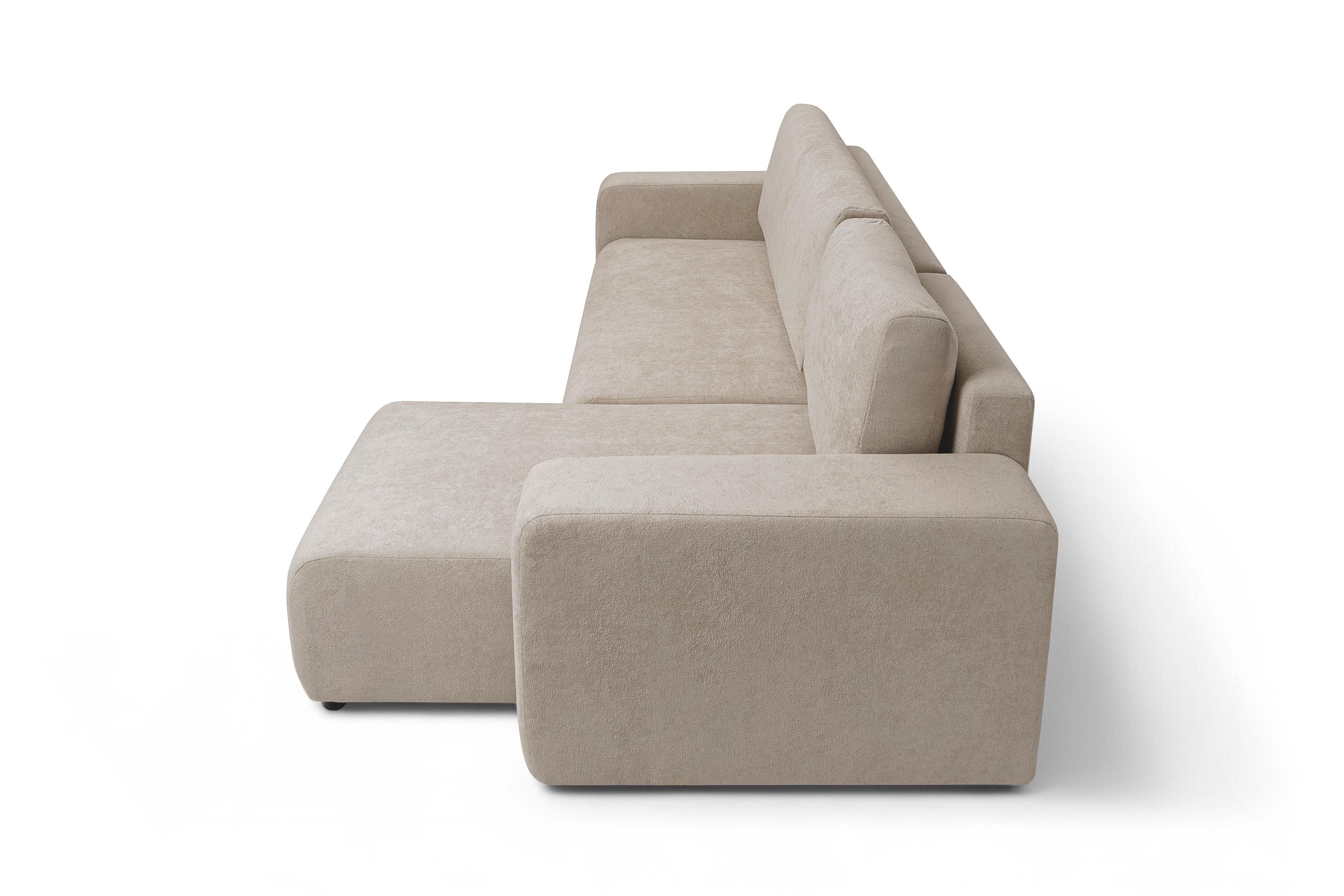 Rozkladacia rohová sedacia súprava Avia Mini univerzálna - béžové buklé Gerra 105 Rohová sedacia súprava Avia Mini s funkciou spánku uniwersalny prawo/Ľavá strana - Béžová boucle Gerra 105